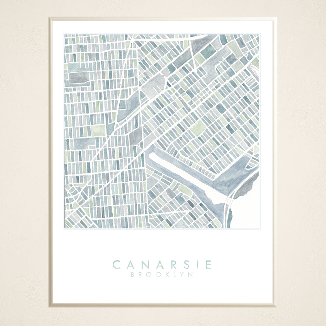 CANARSIE Brooklyn Watercolor City Blocks Map: PRINT