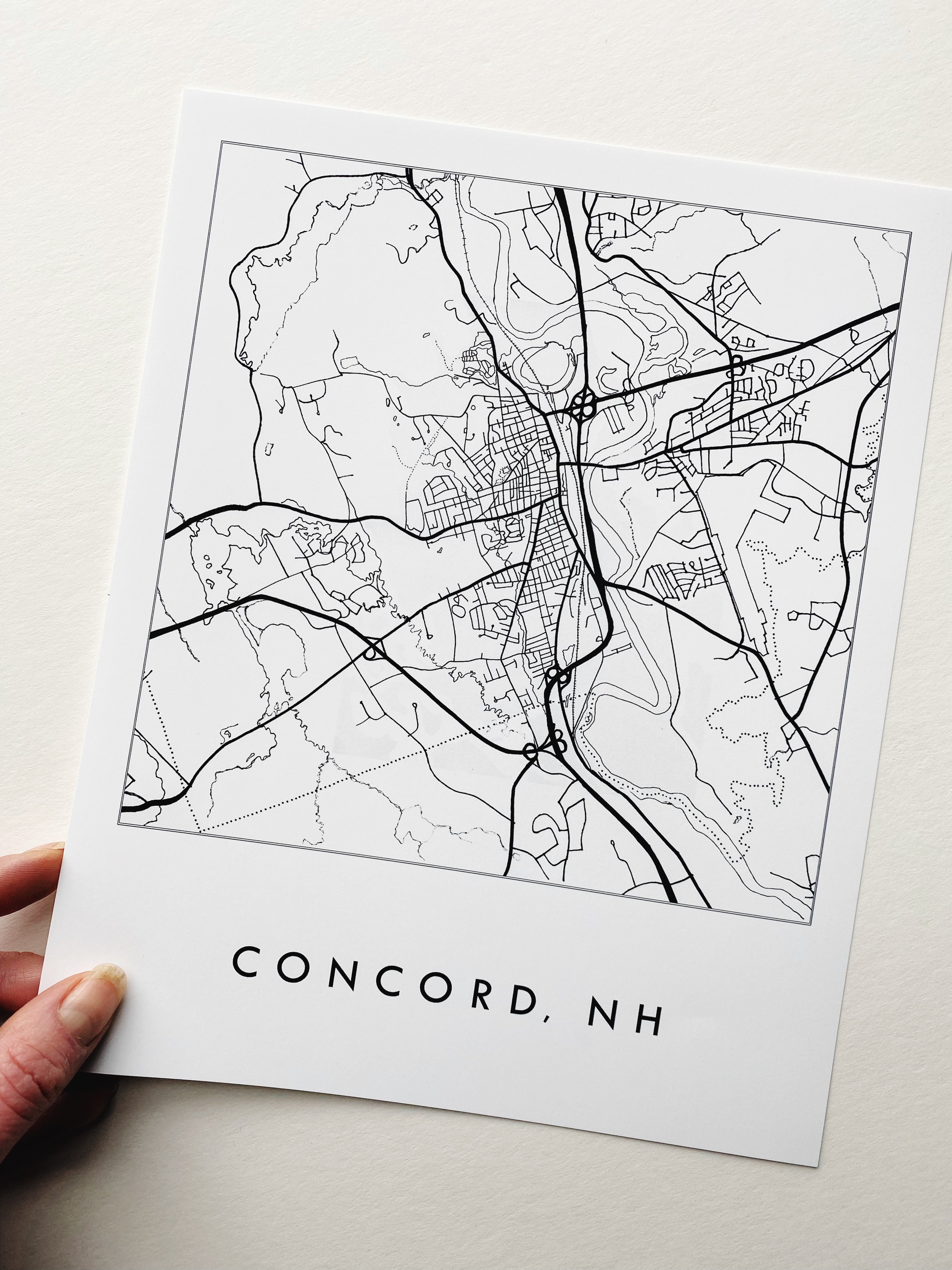 CONCORD New Hampshire City Lines Map: PRINT