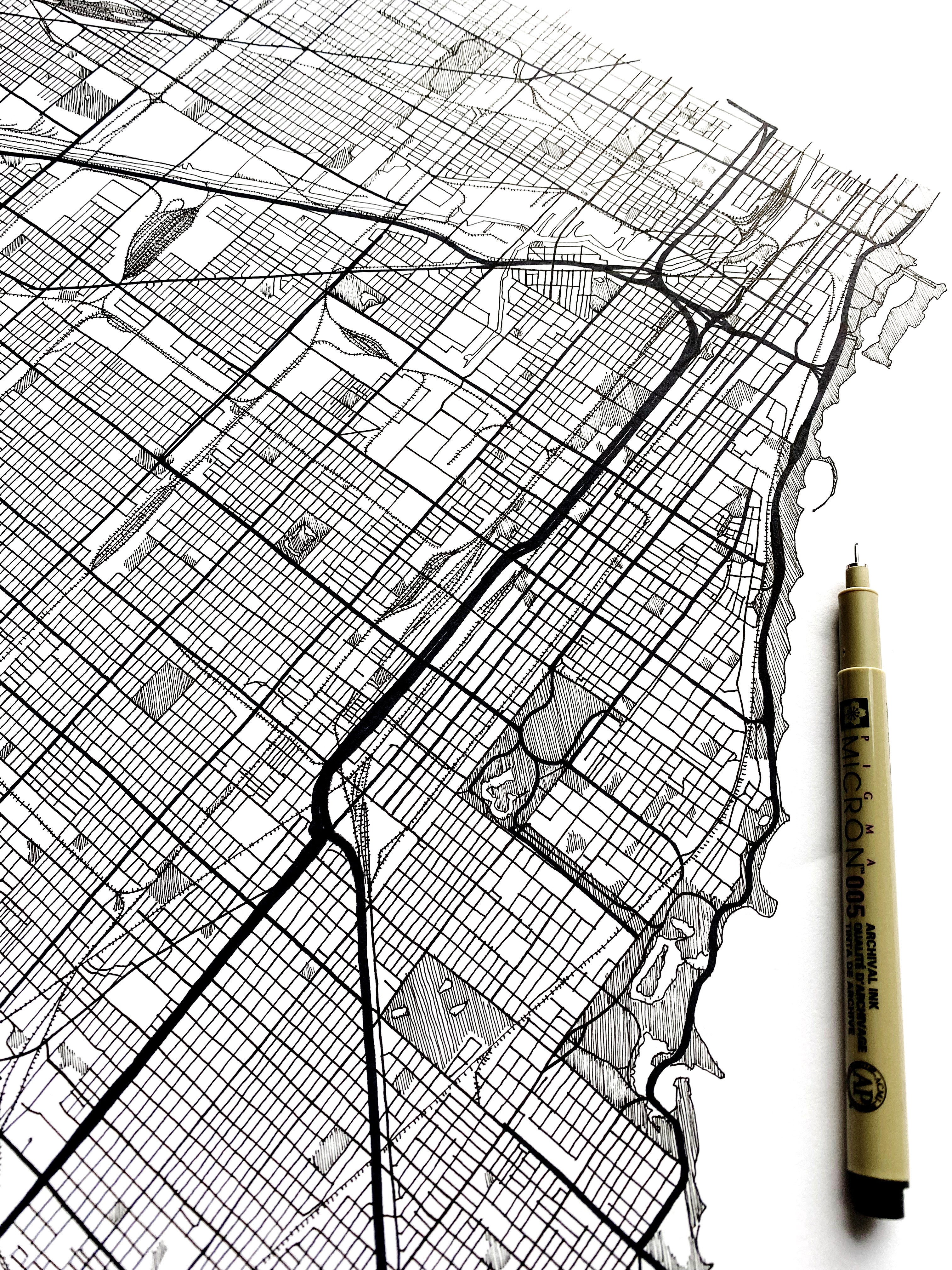 Greater CHICAGO City Lines Map: PRINT
