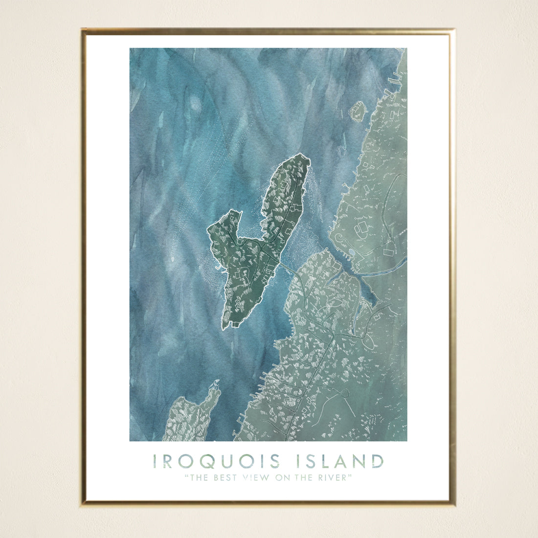 IROQUOIS Island THOUSAND ISLANDS New York Topographical Watercolor Map: PRINT