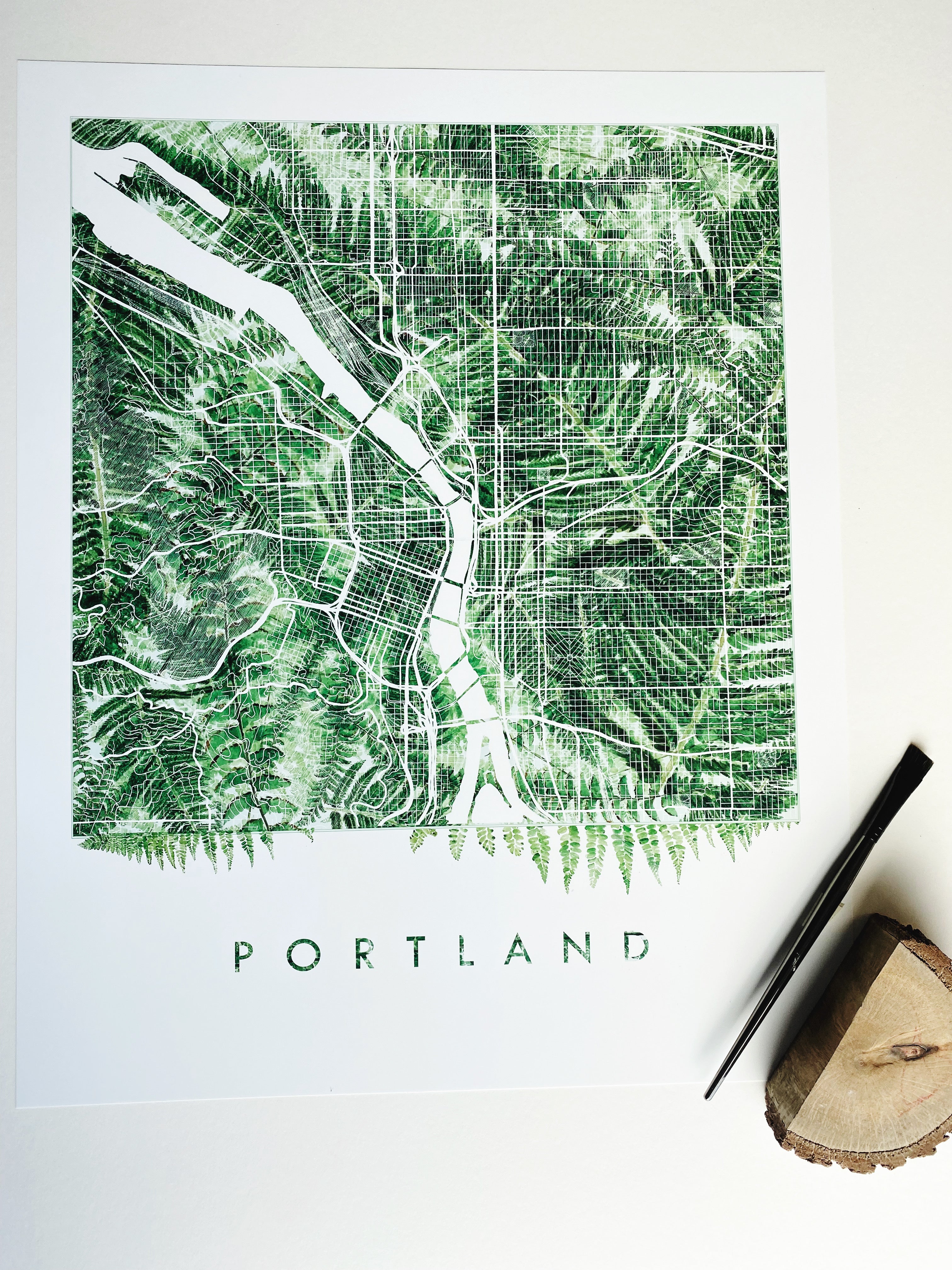 PORTLAND Oregon Ferns Botanical Map: PRINT