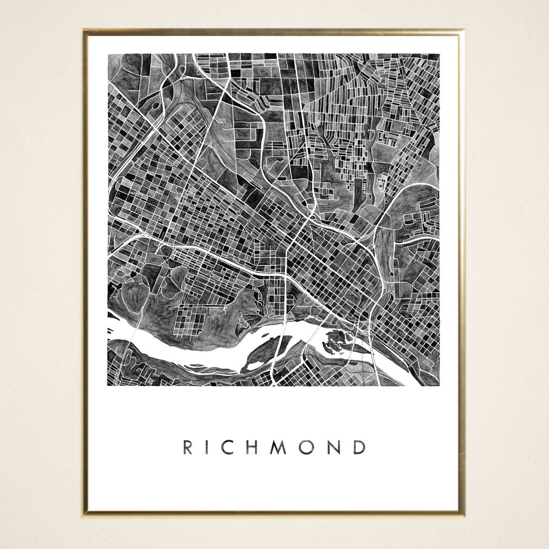 RICHMOND Watercolor City Blocks Map: PRINT