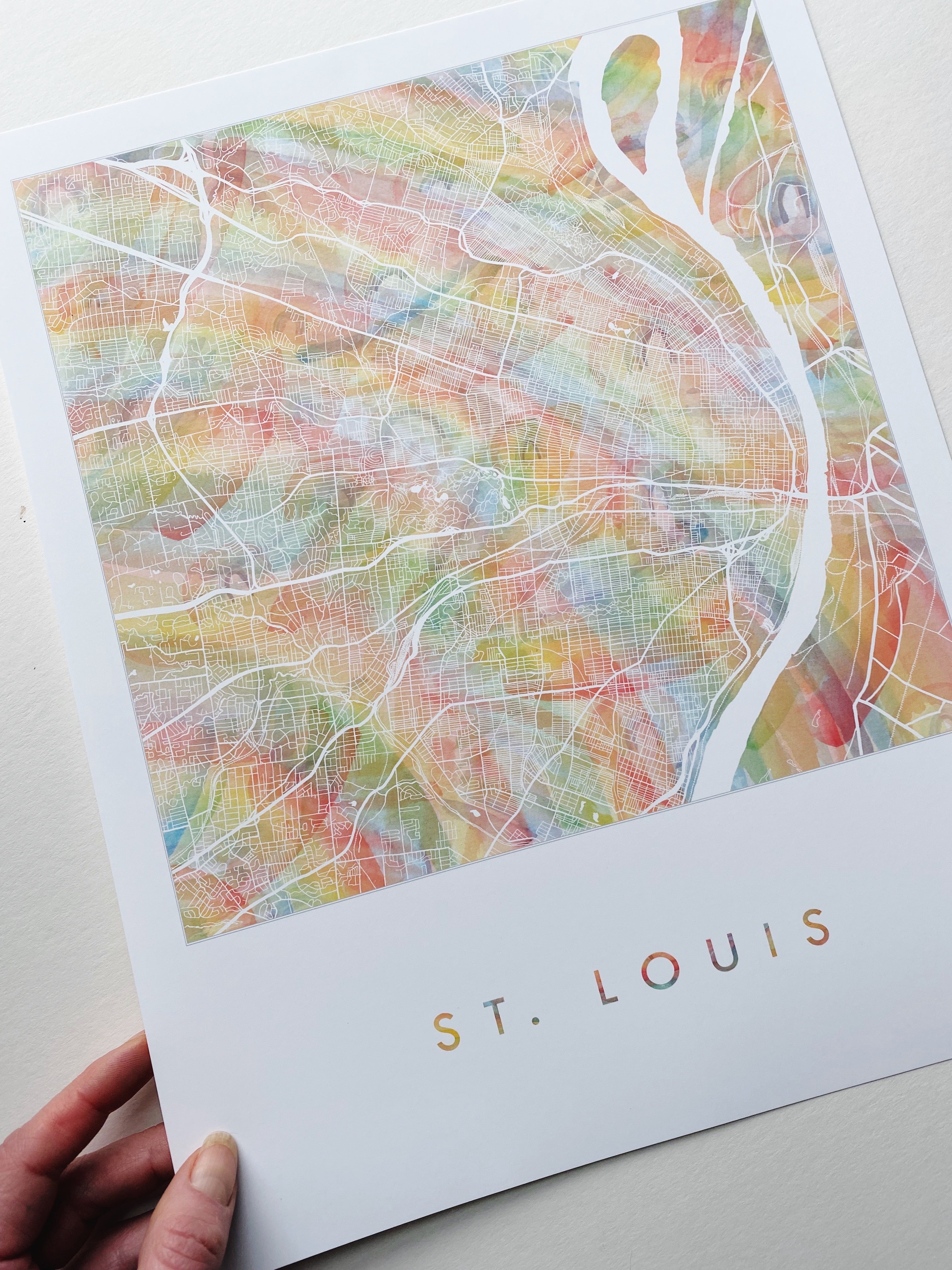 ST. LOUIS Pride Rainbow Watercolor Map: PRINT