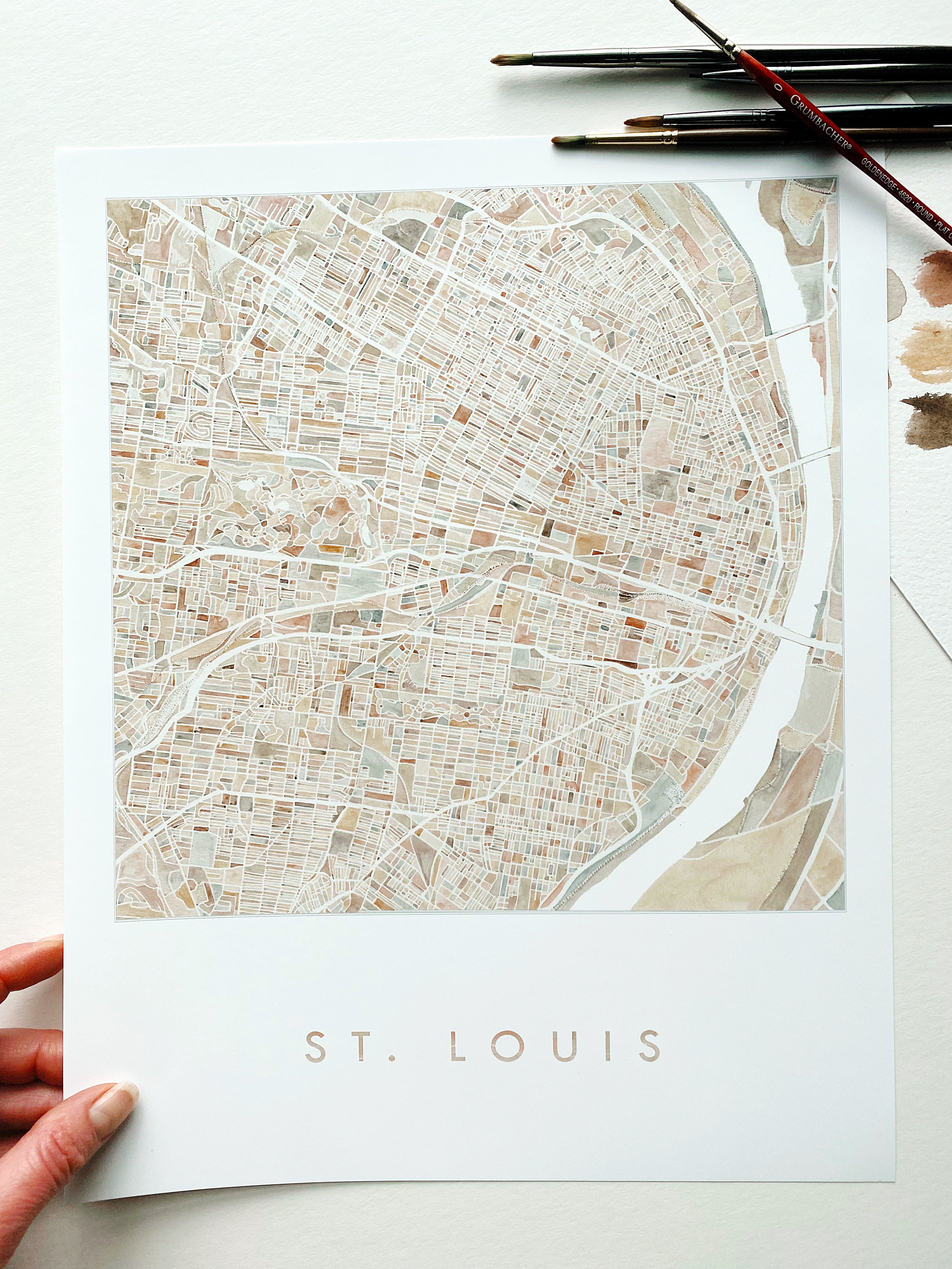 ST. LOUIS Watercolor City Blocks Map: PRINT