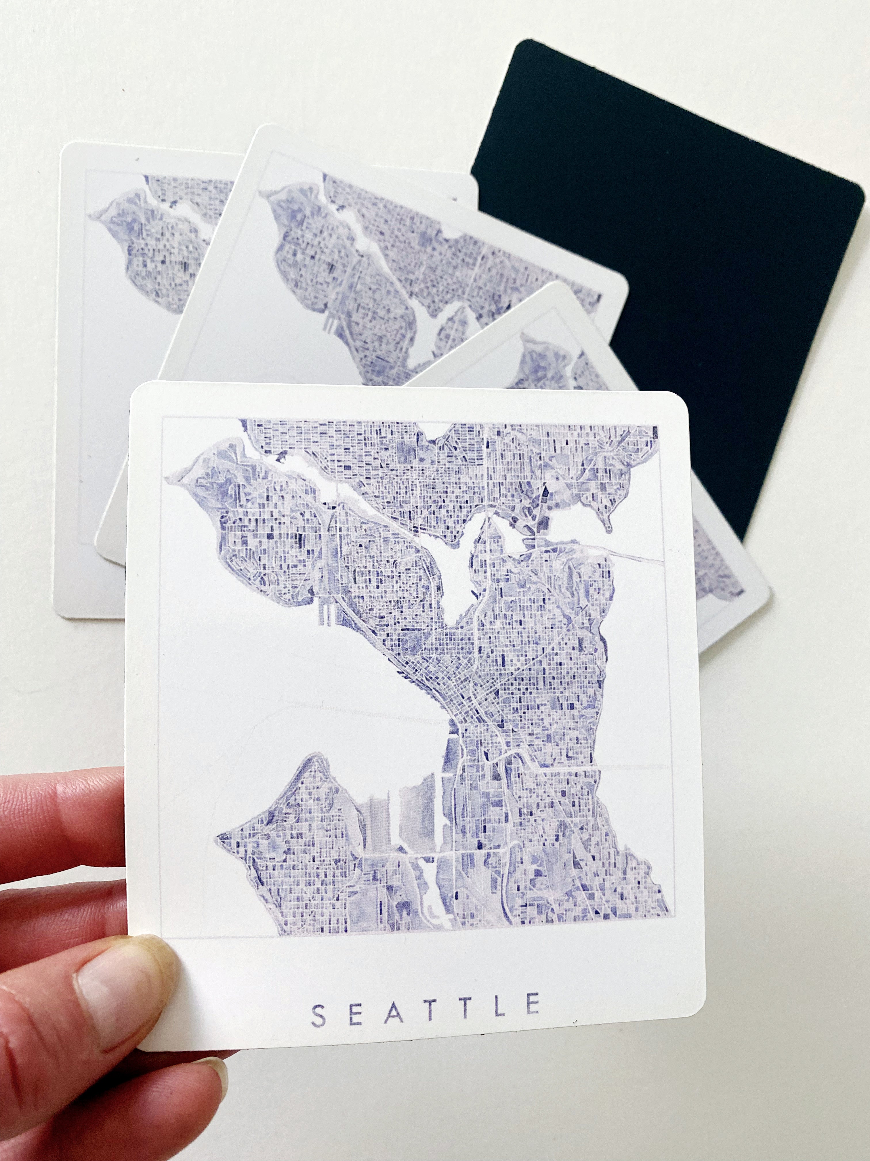 SEATTLE New York Watercolor Map: MAGNET