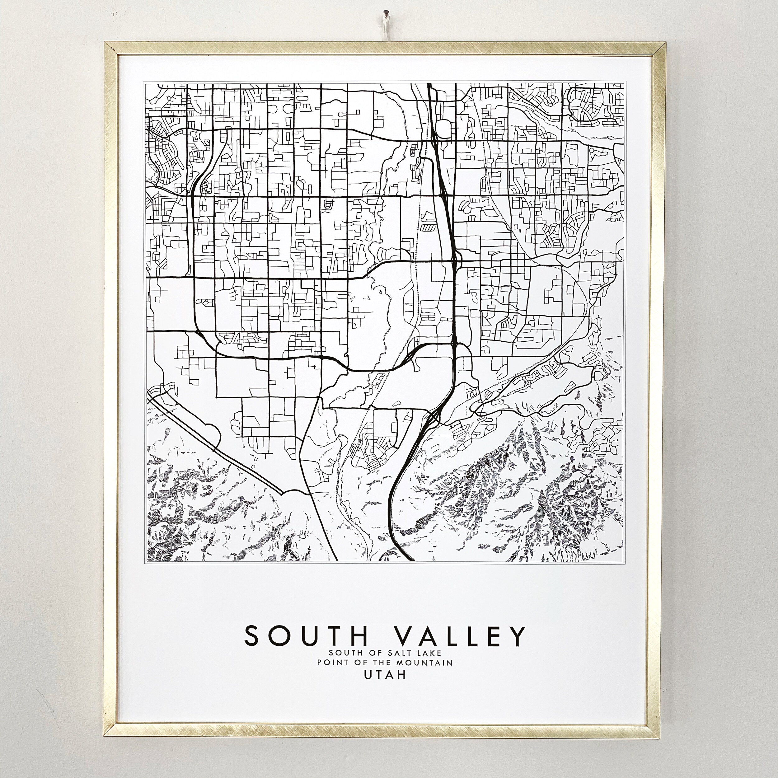 SOUTH VALLEY Salt Lake County UTAH City Lines Map: PRINT