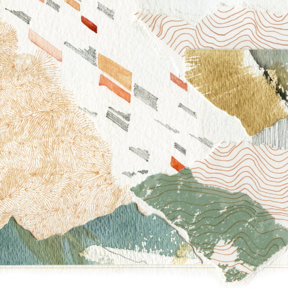 Abstract Topographic 1 Mixed-Media Collage Map: ORIGINAL