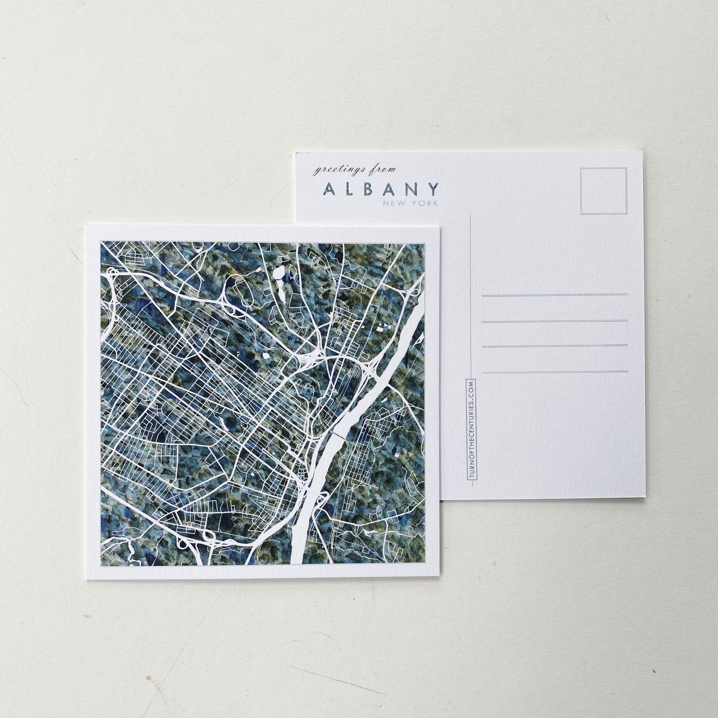 ALBANY New York Map Postcard