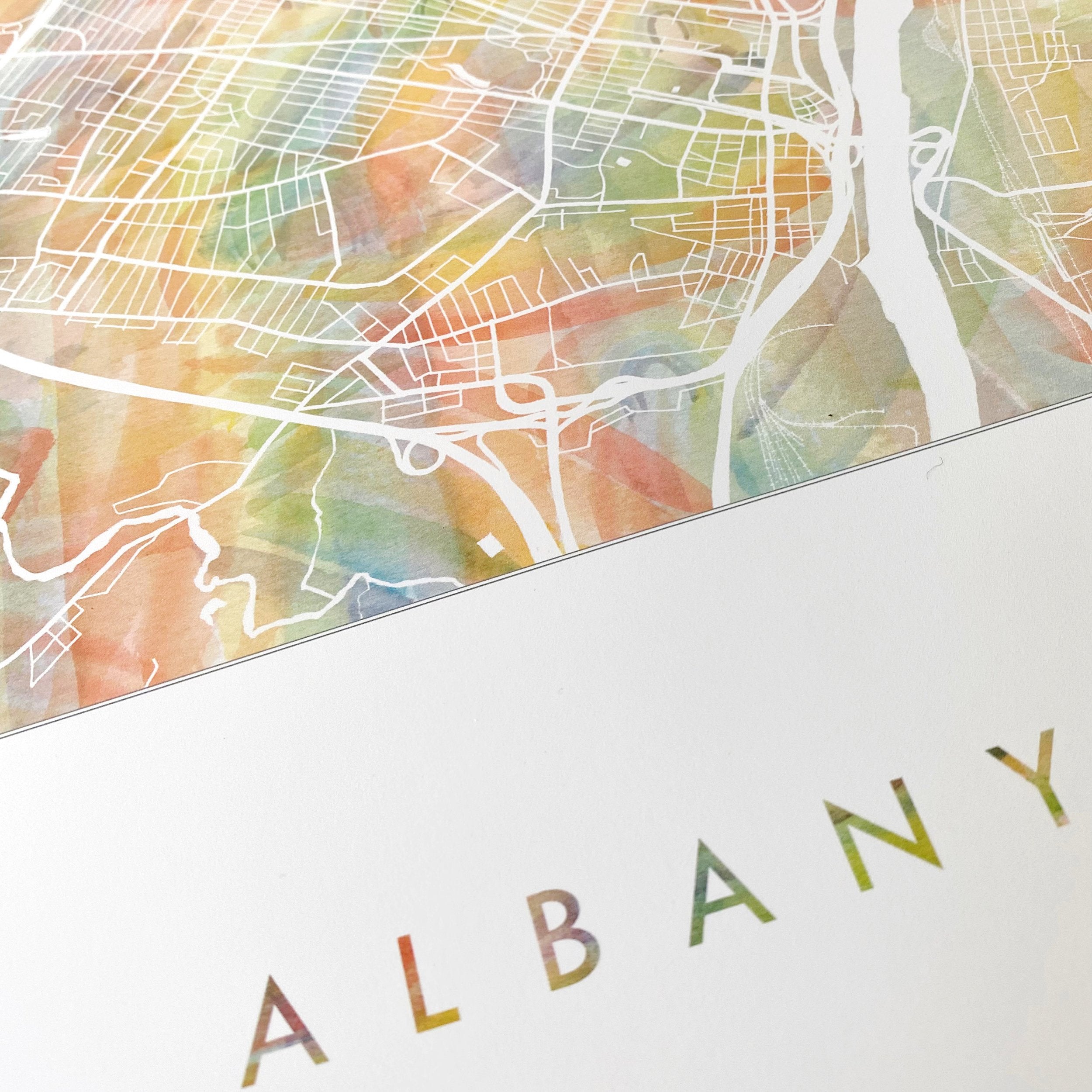 ALBANY Pride Rainbow Watercolor Map: PRINT