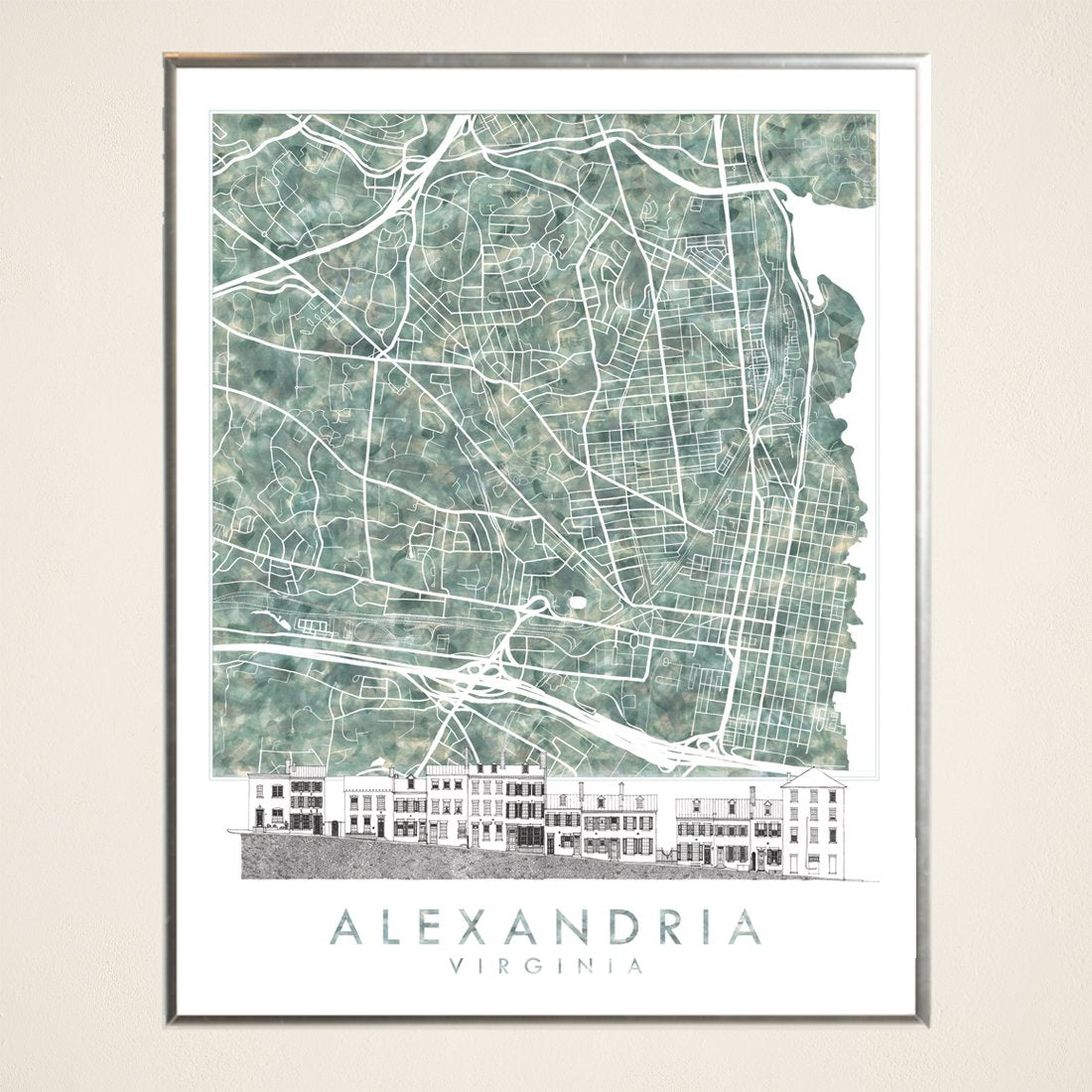 ALEXANDRIA Virginia Watercolor Map + Sketch: PRINT