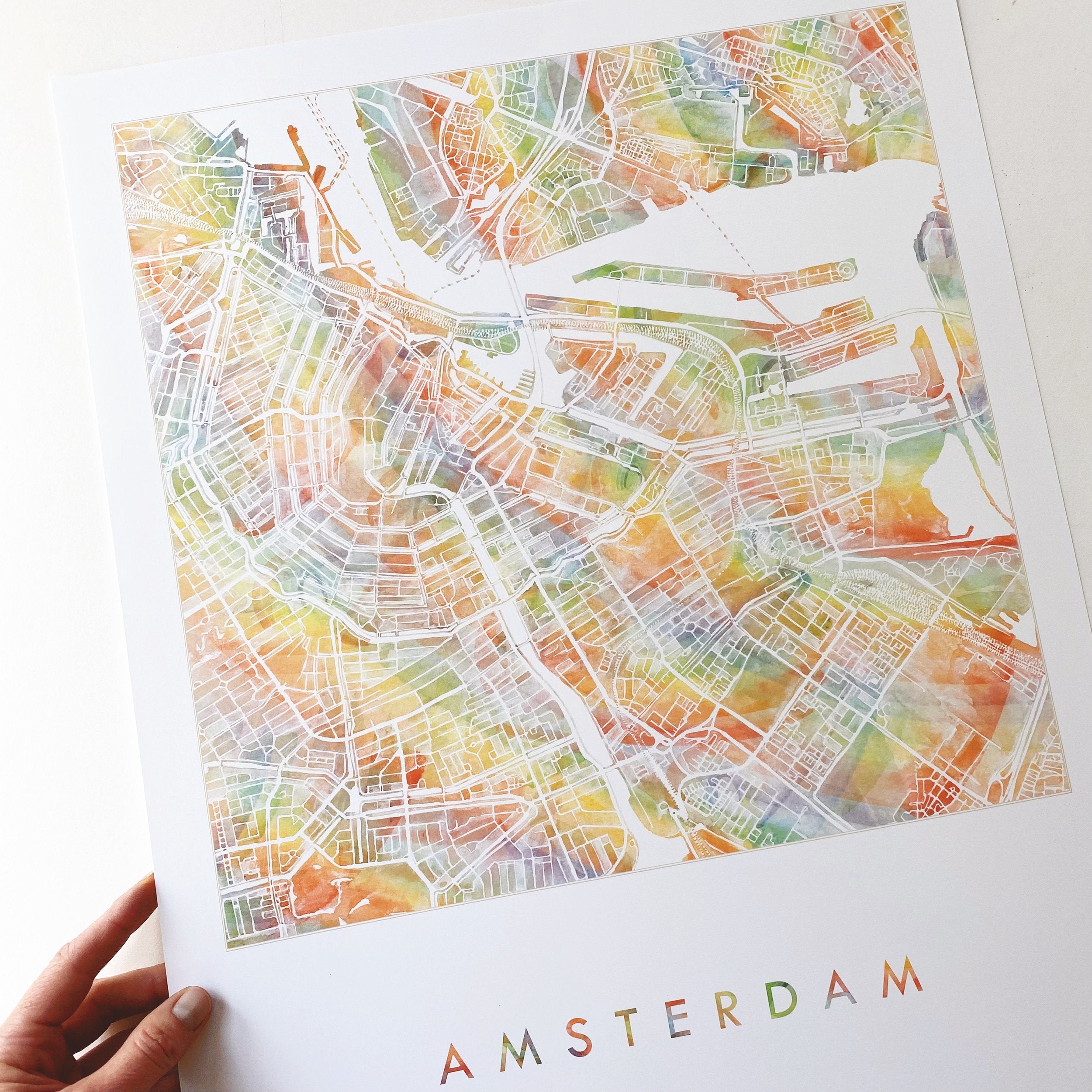 AMSTERDAM Pride Rainbow Watercolor Map: PRINT