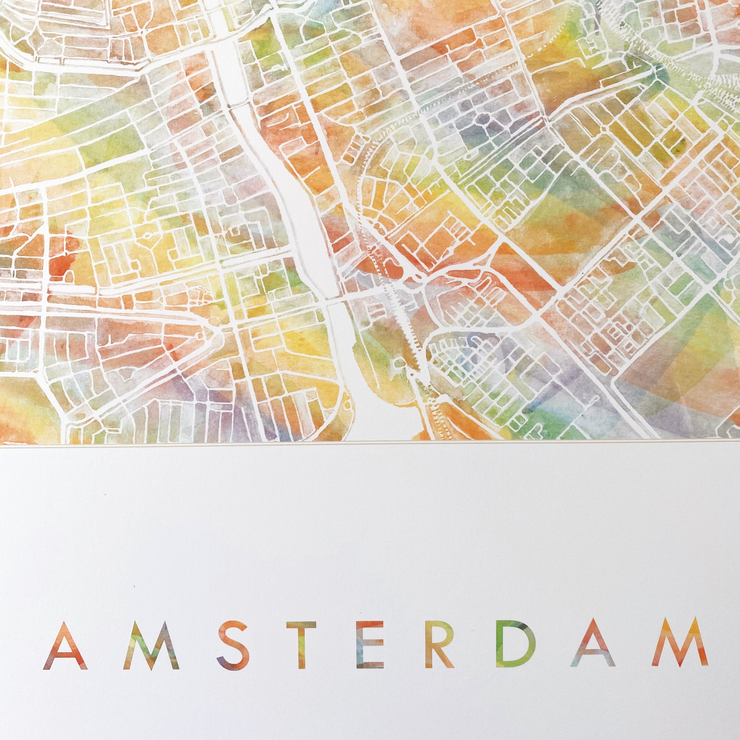 AMSTERDAM Pride Rainbow Watercolor Map: PRINT