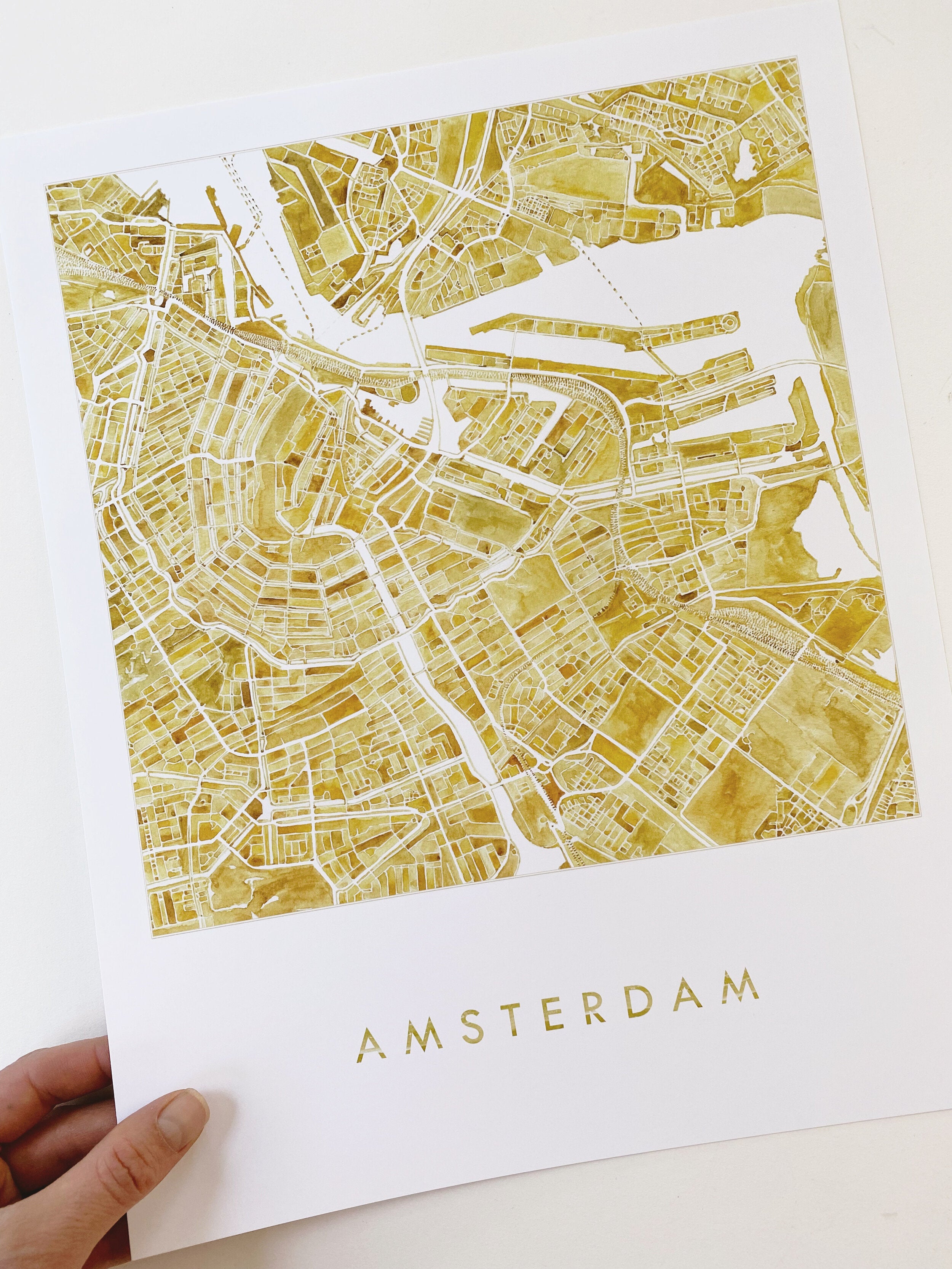 AMSTERDAM Watercolor City Blocks Map: PRINT