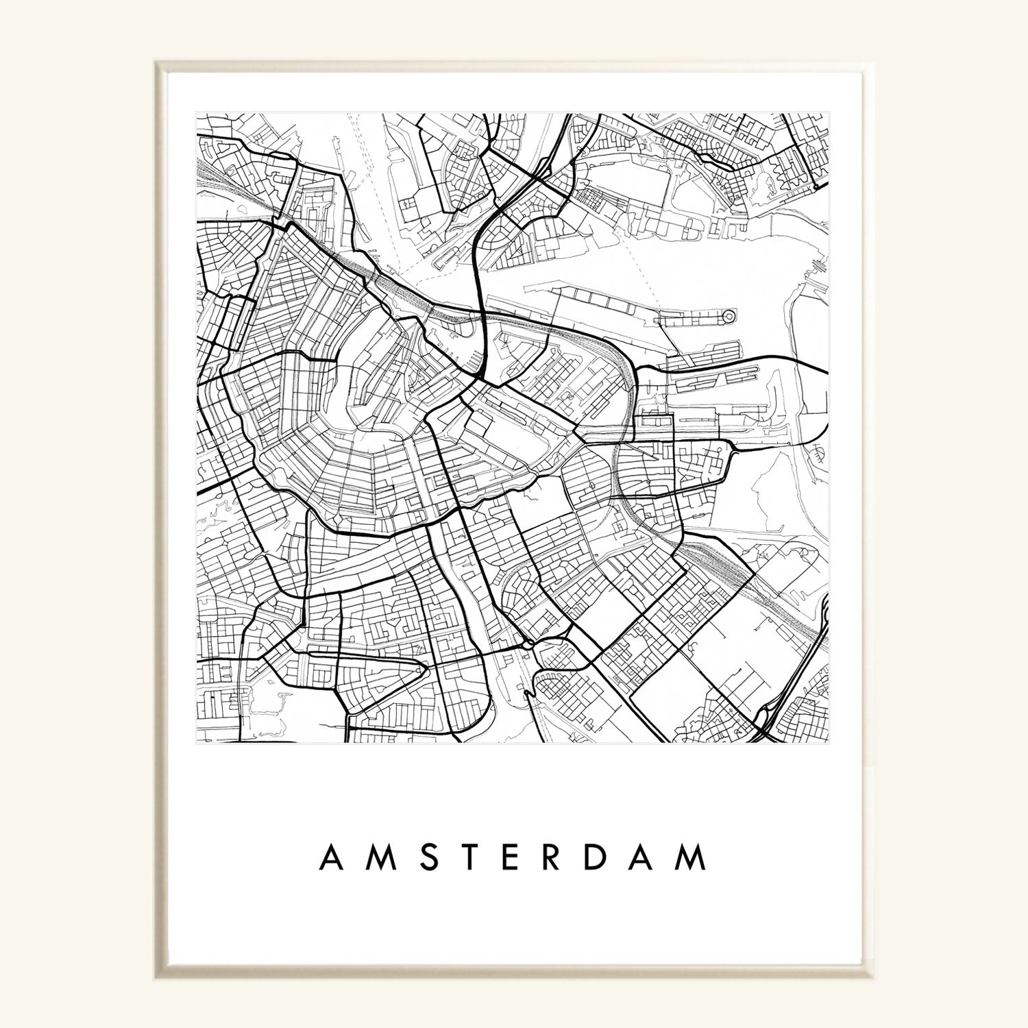 AMSTERDAM City Lines Map: PRINT