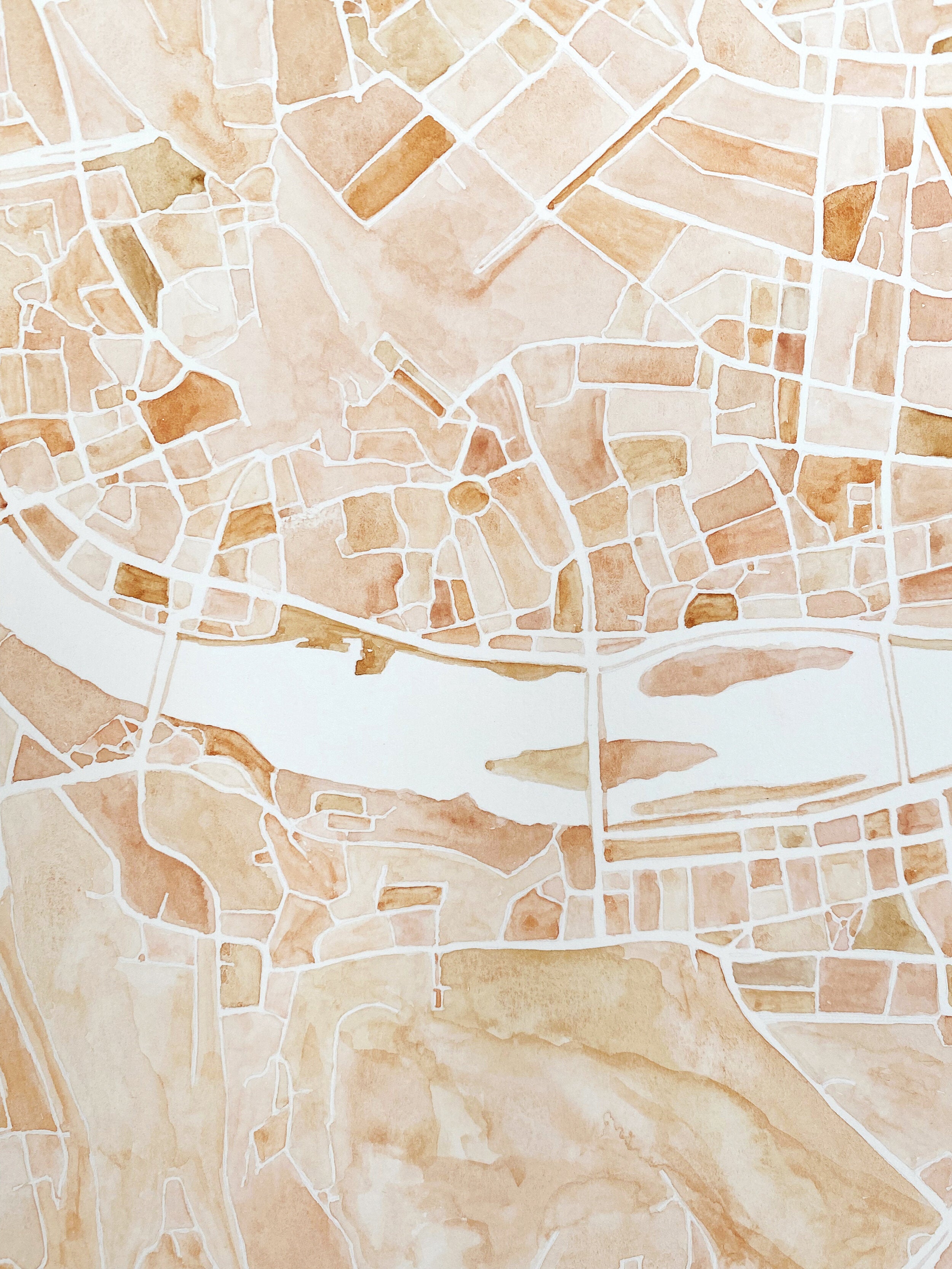 PRAGUE Watercolor City Blocks Map: ORIGINAL PAINTING