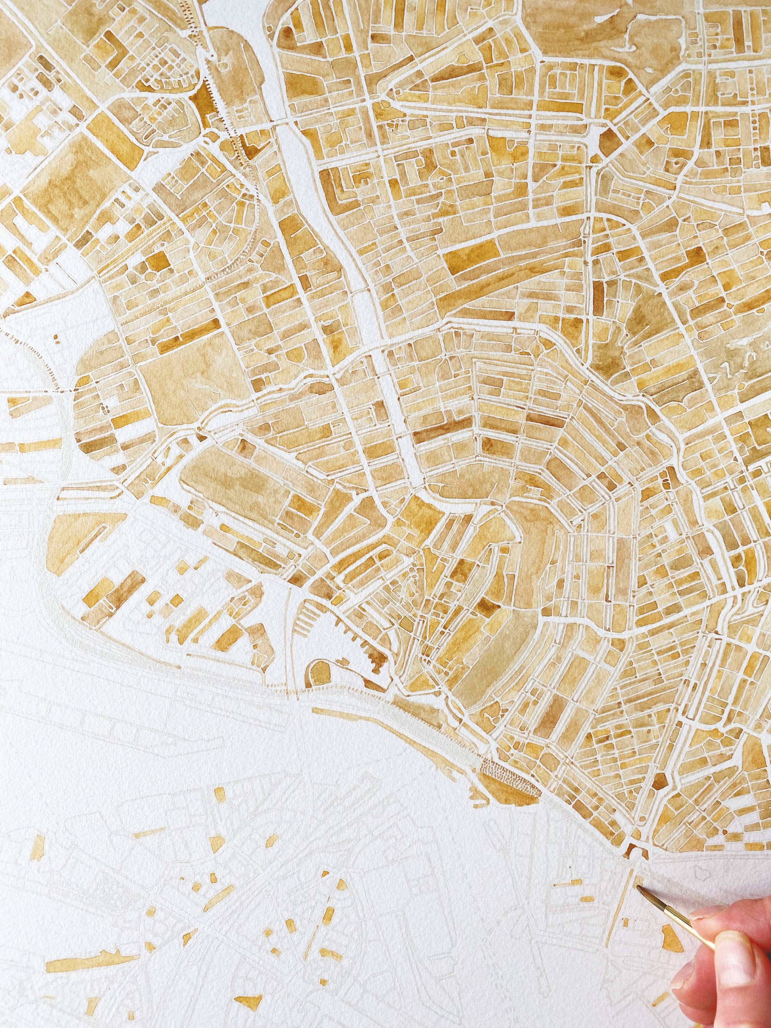 AMSTERDAM Watercolor City Blocks Map: PRINT