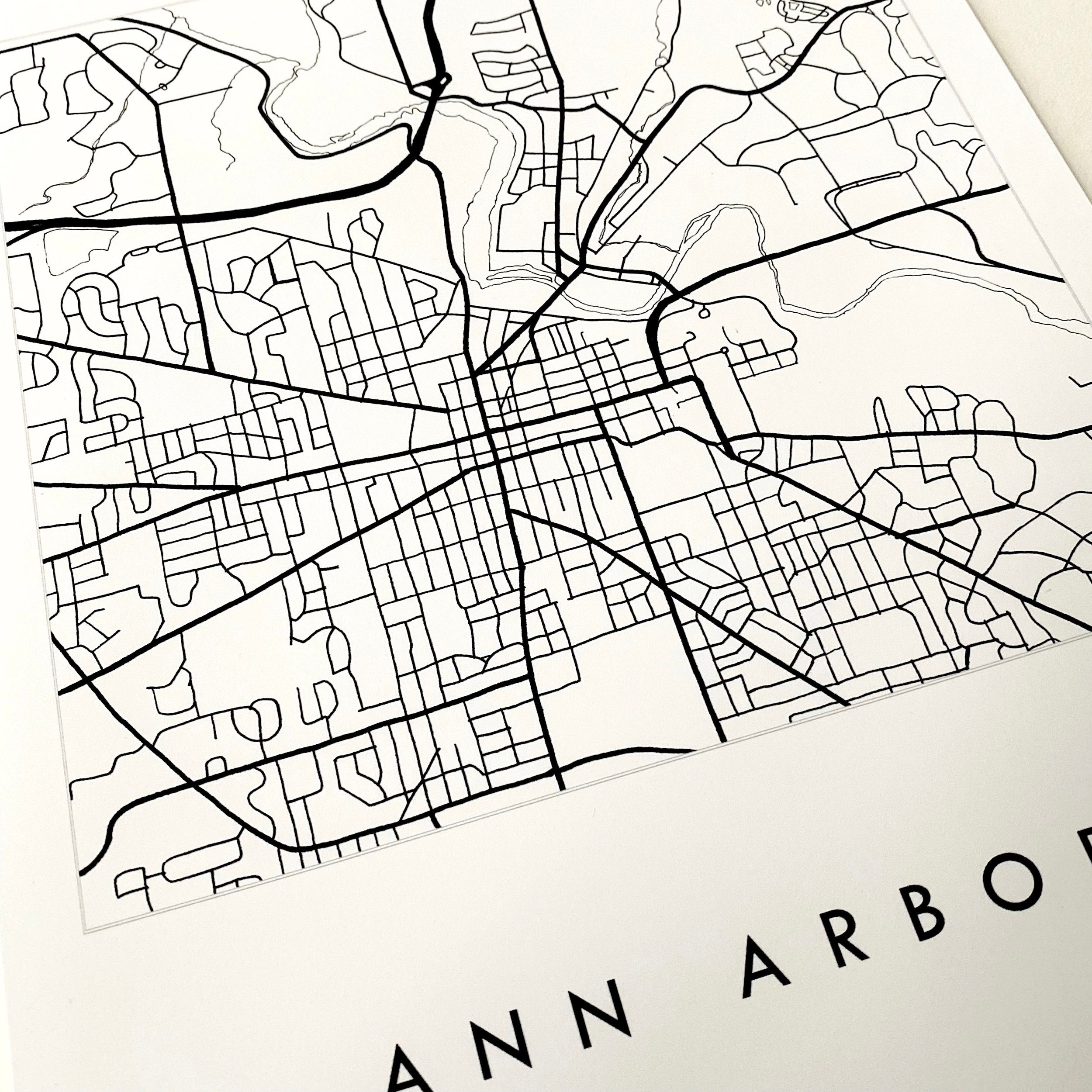 ANN ARBOR Michigan City Lines Map: PRINT