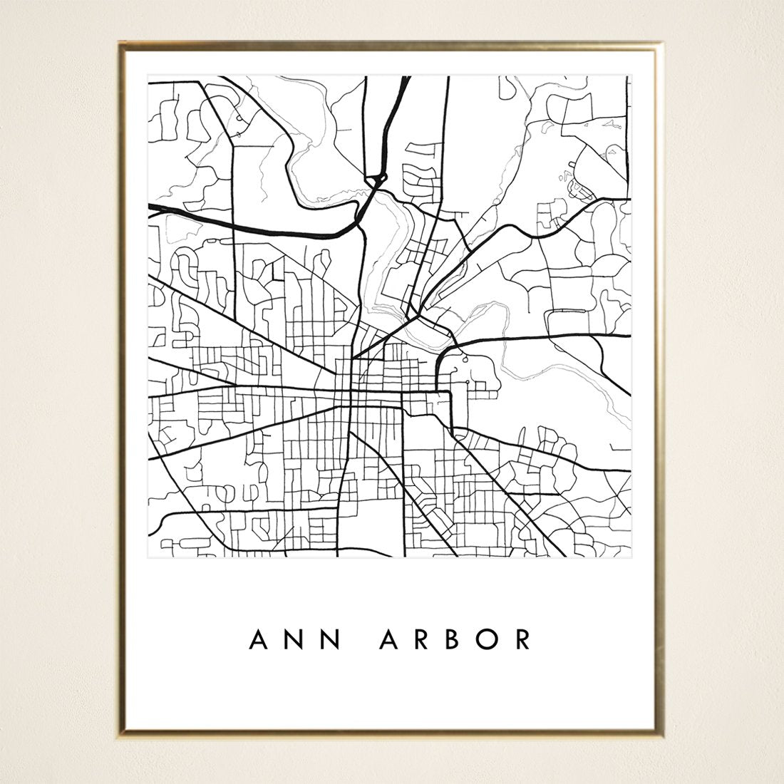 ANN ARBOR Michigan City Lines Map: PRINT