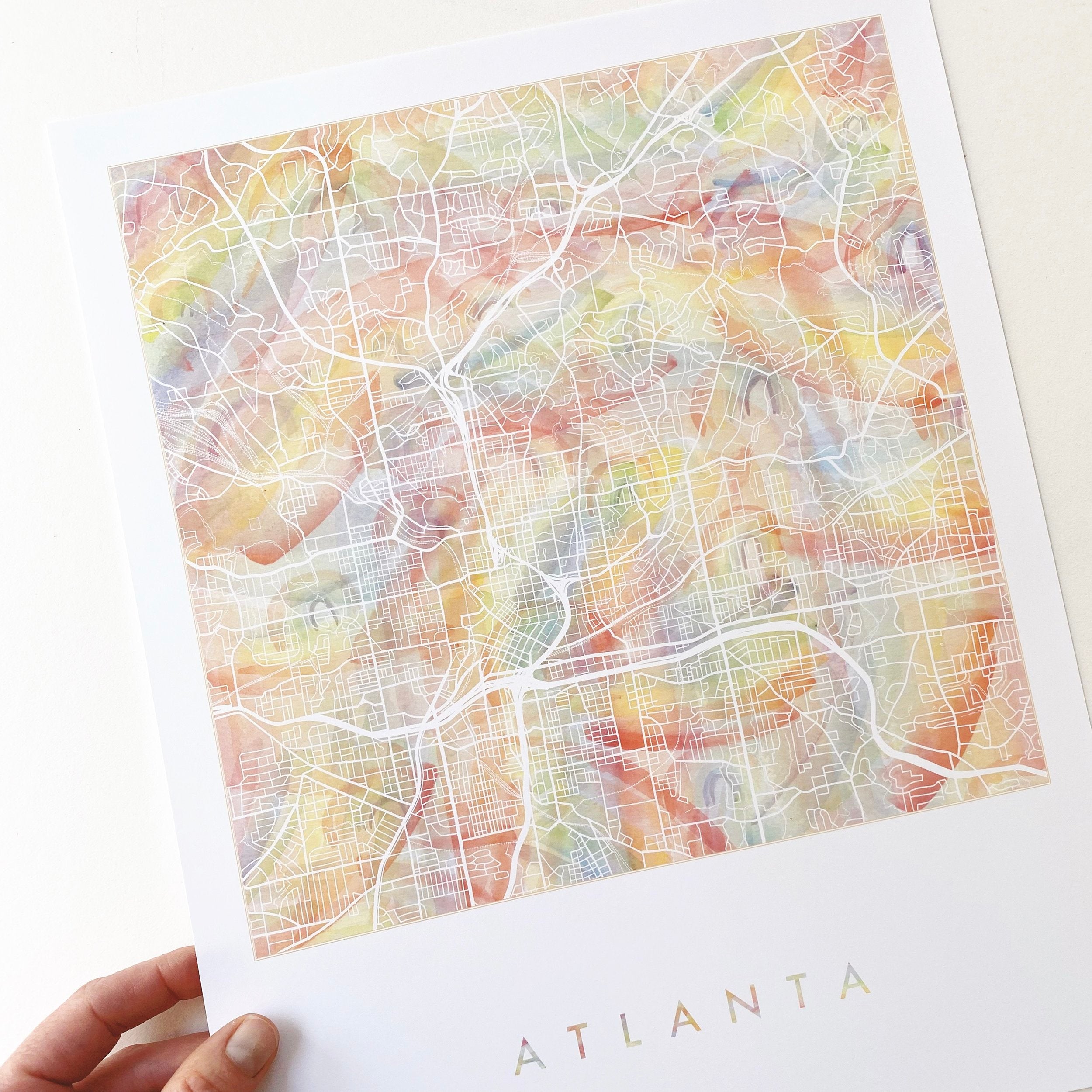 ATLANTA Pride Rainbow Watercolor Map: PRINT
