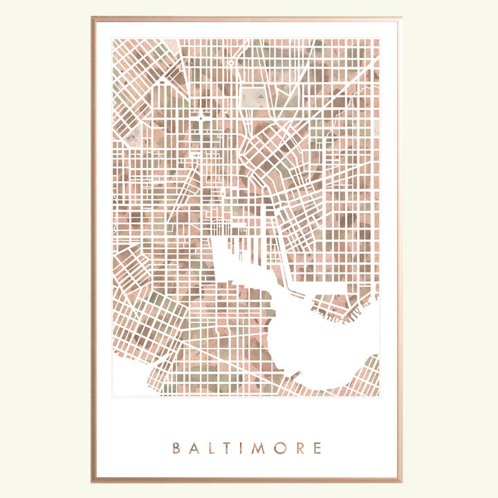 BALTIMORE Watercolor City Blocks Map: PRINT