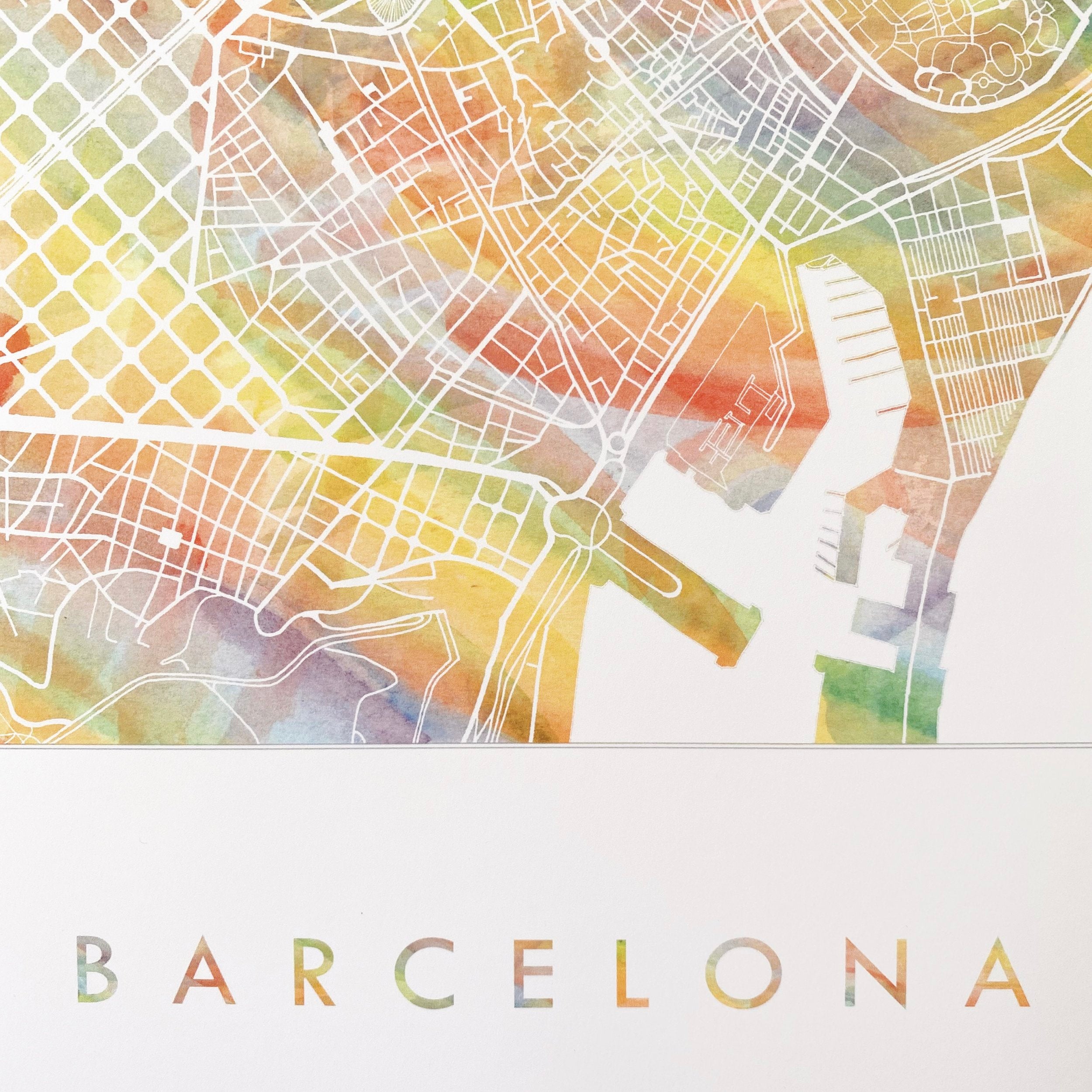 BARCELONA Pride Rainbow Watercolor Map: PRINT