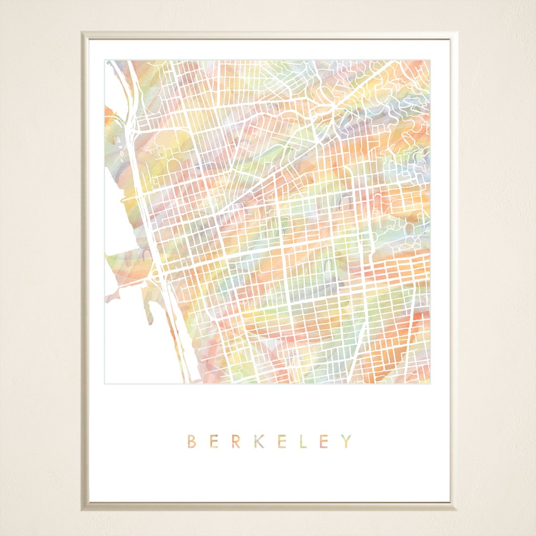 BERKELEY Pride Rainbow Watercolor Map: PRINT