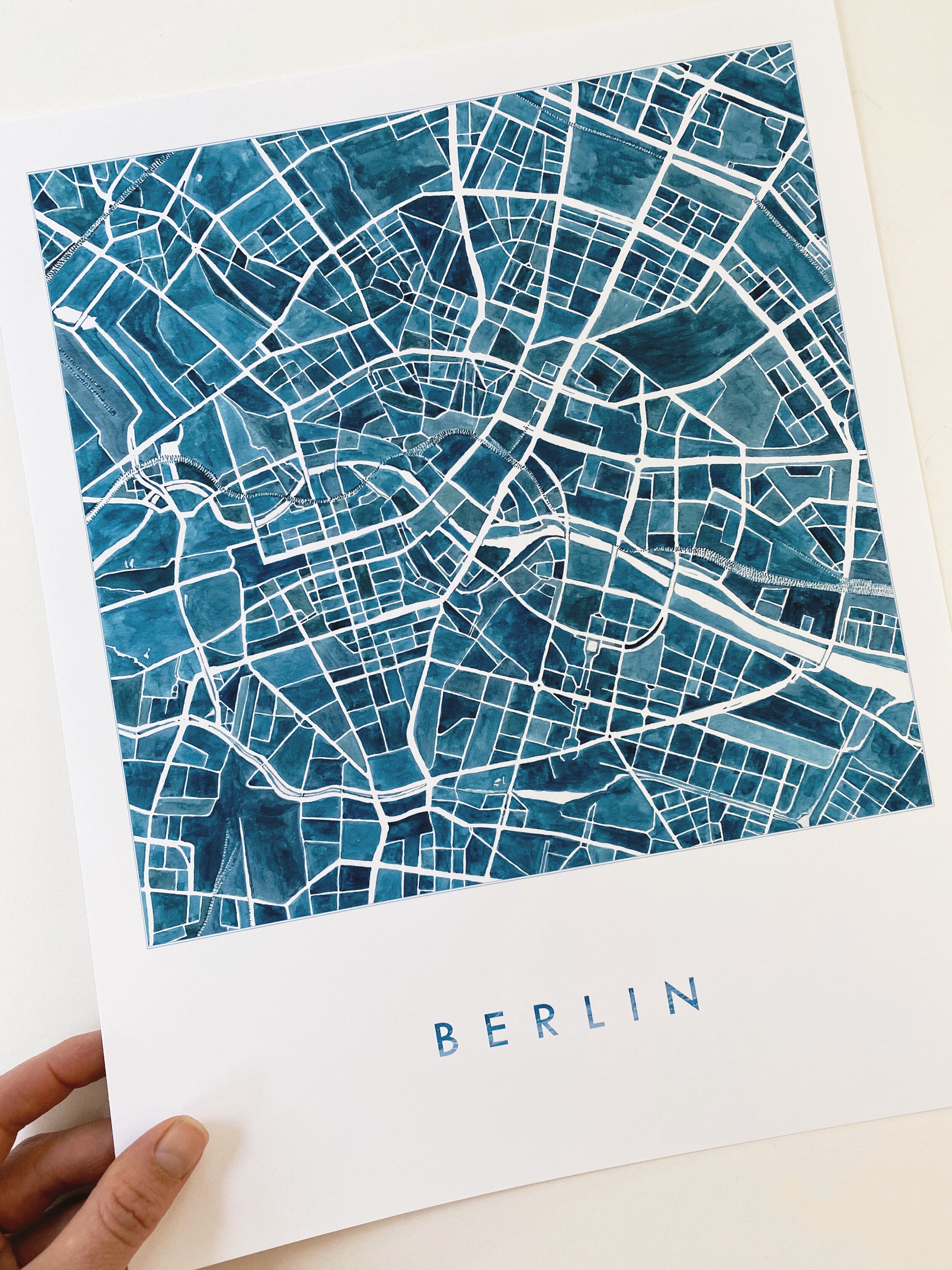 BERLIN Watercolor City Blocks Map: PRINT
