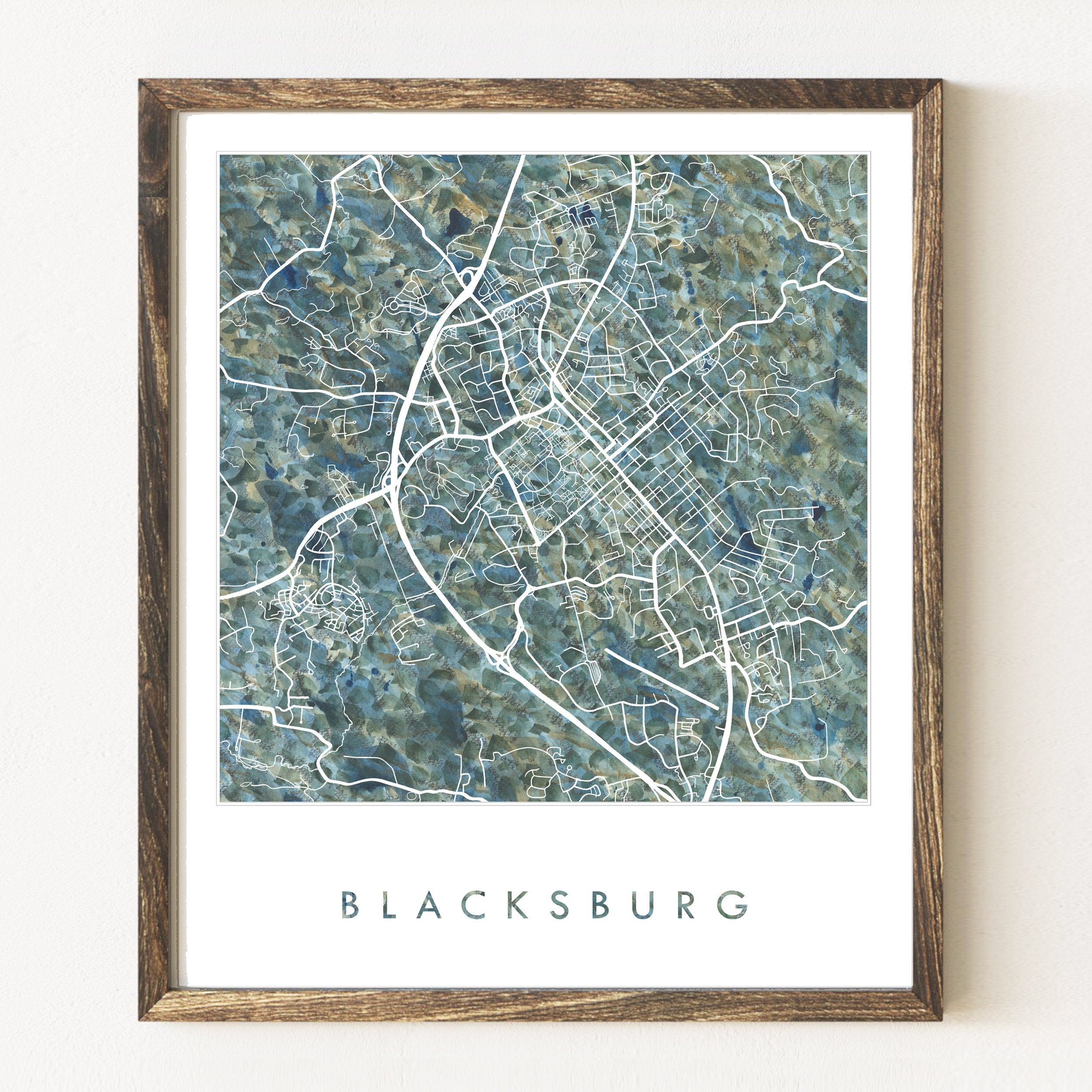 BLACKSBURG Urban Fabrics City Map: PRINT