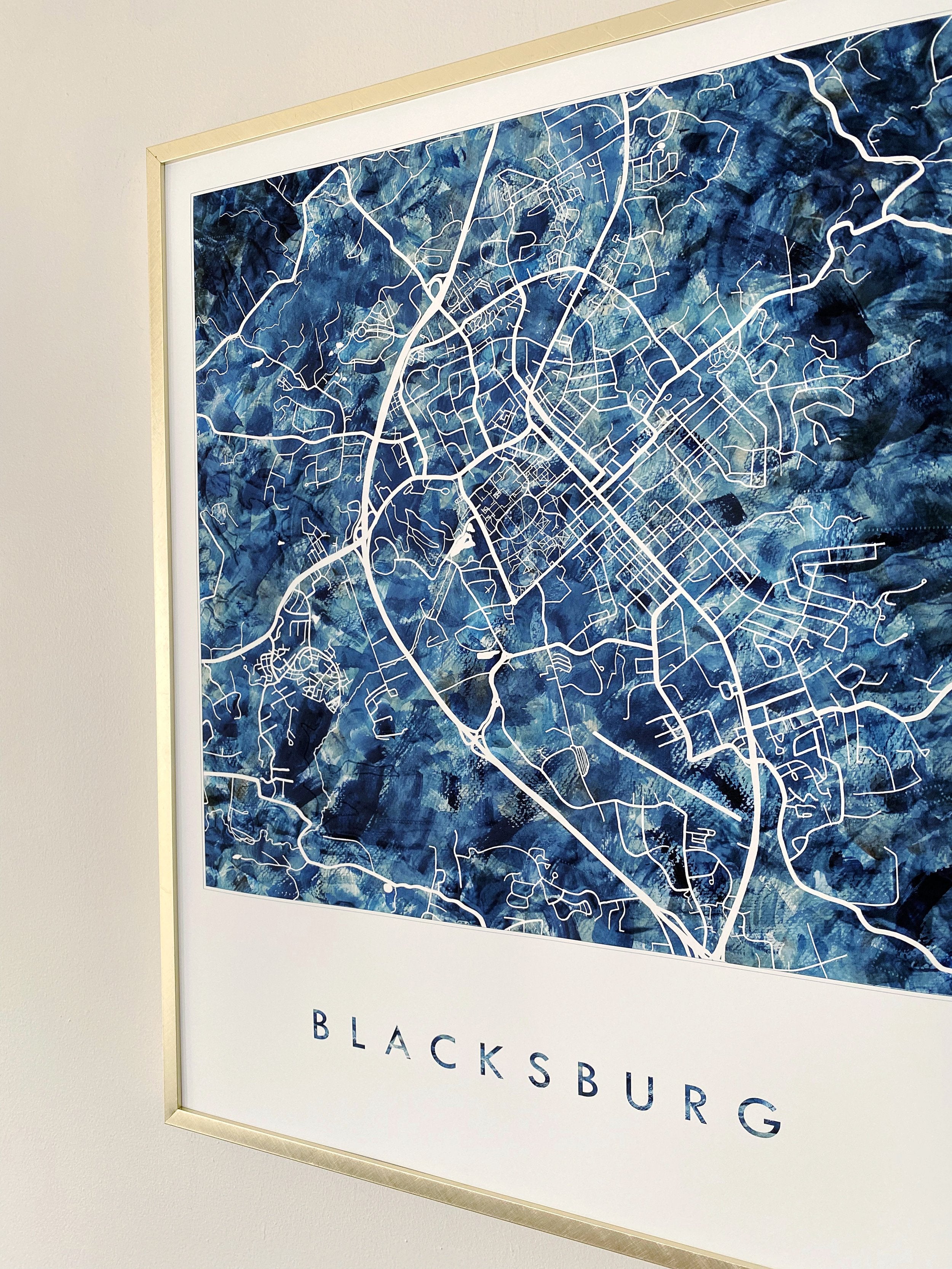 BLACKSBURG Watercolor Wash Map: PRINT