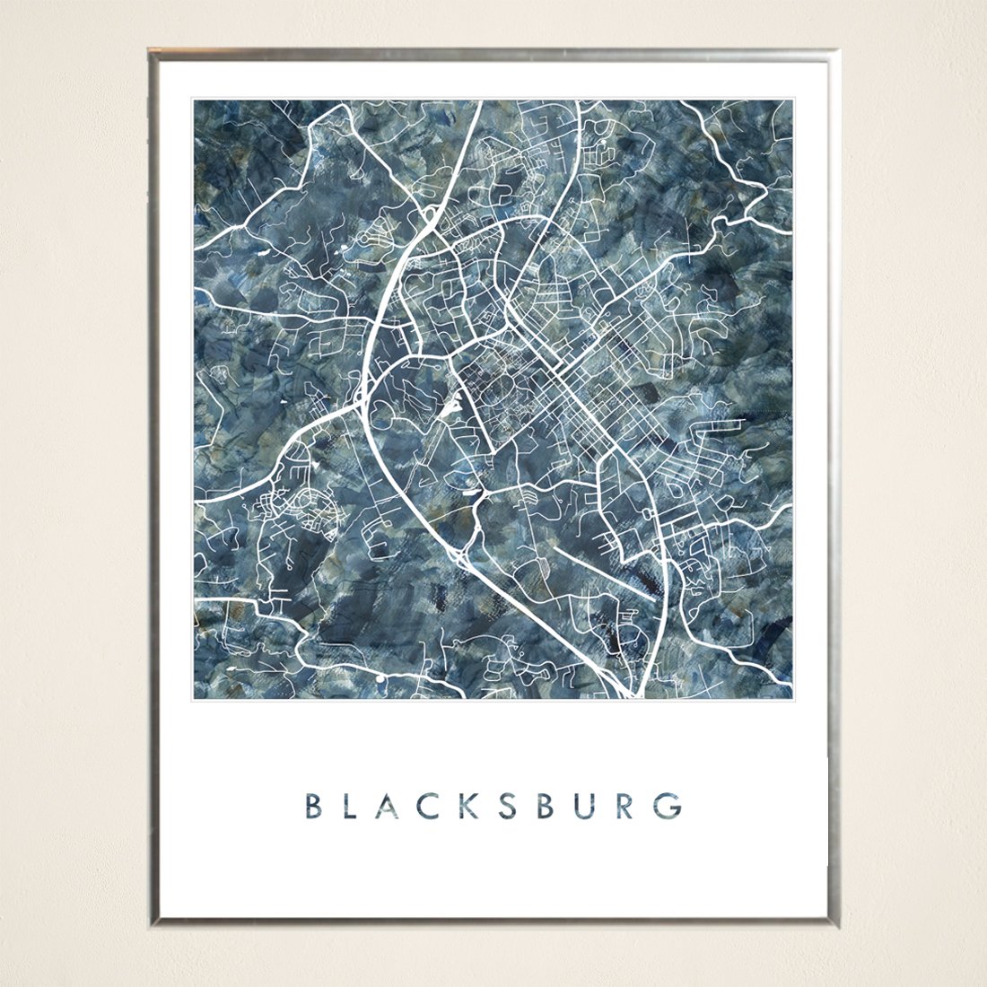 BLACKSBURG Watercolor Wash Map: PRINT