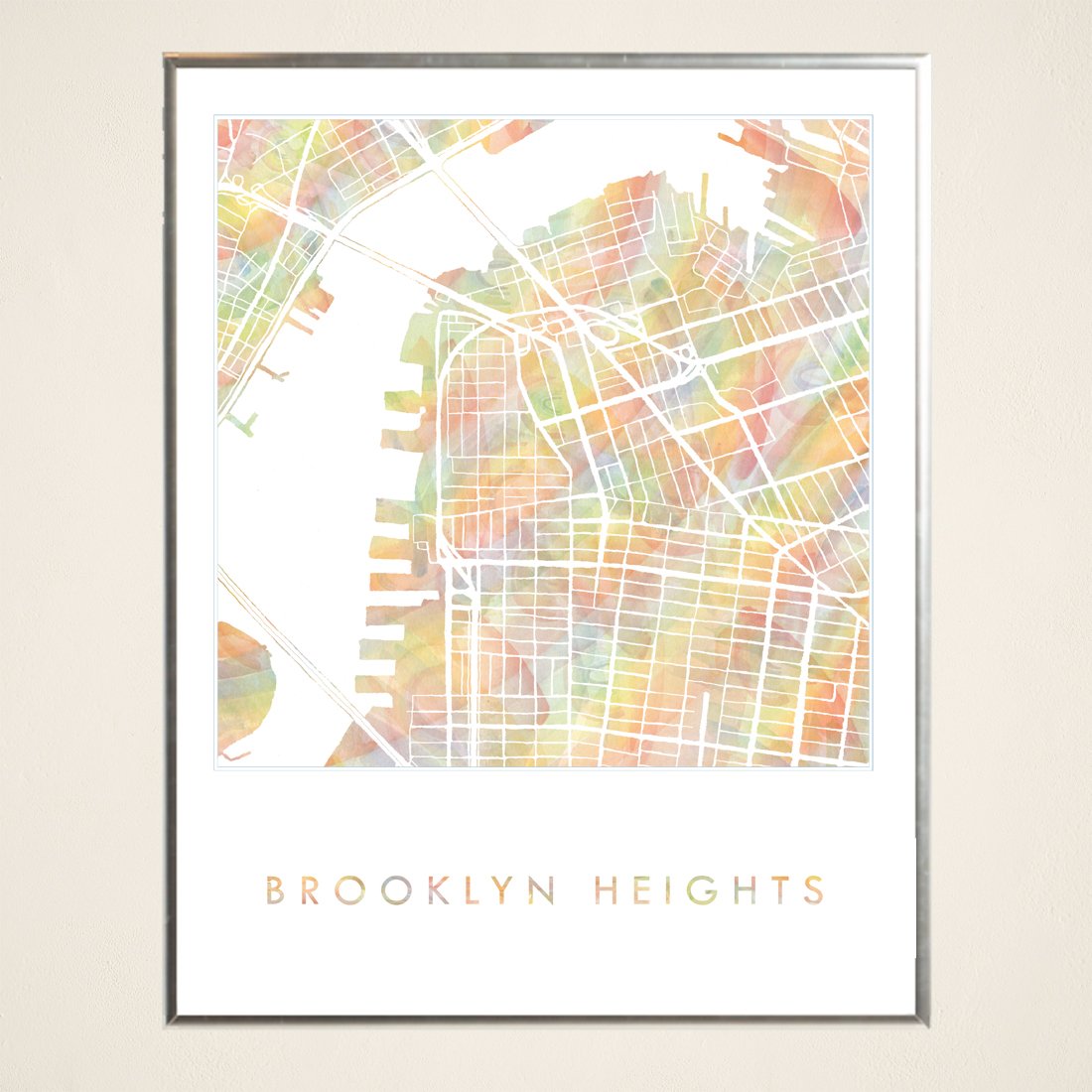 BROOKLYN HEIGHTS Pride Rainbow Watercolor Map: PRINT