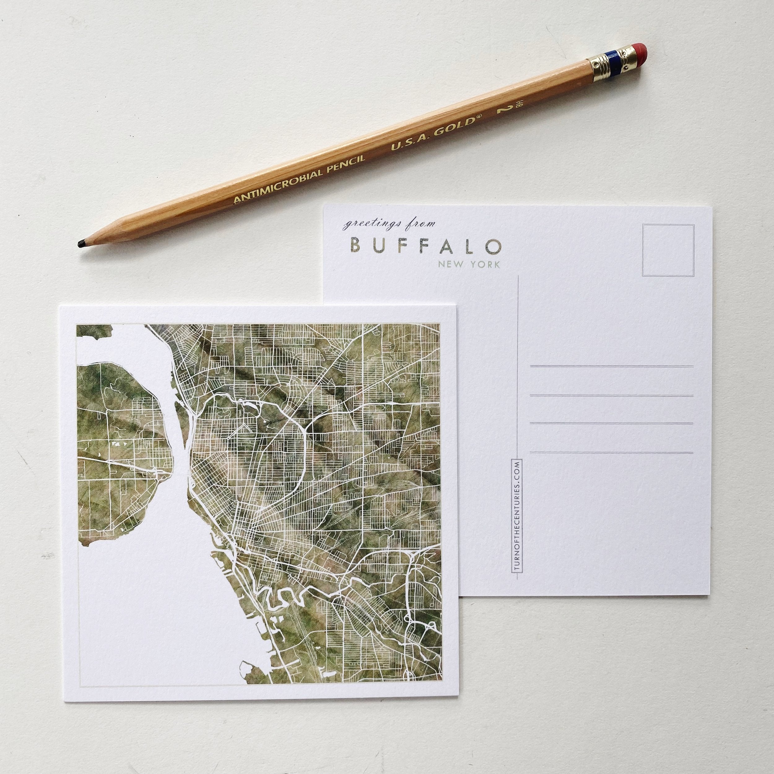BUFFALO New York Map Postcard