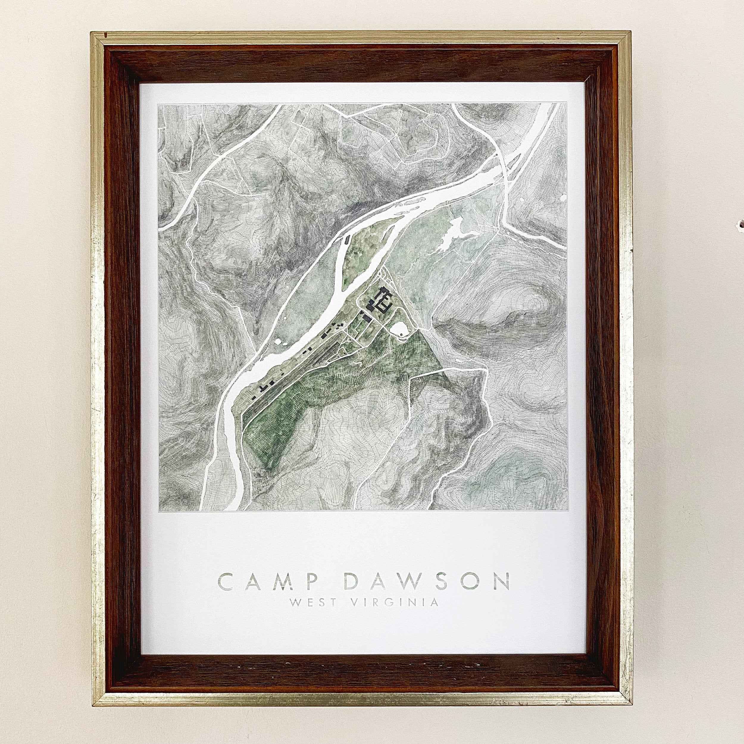 Camp Dawson WEST VIRGINIA Topographical Watercolor Map: PRINT