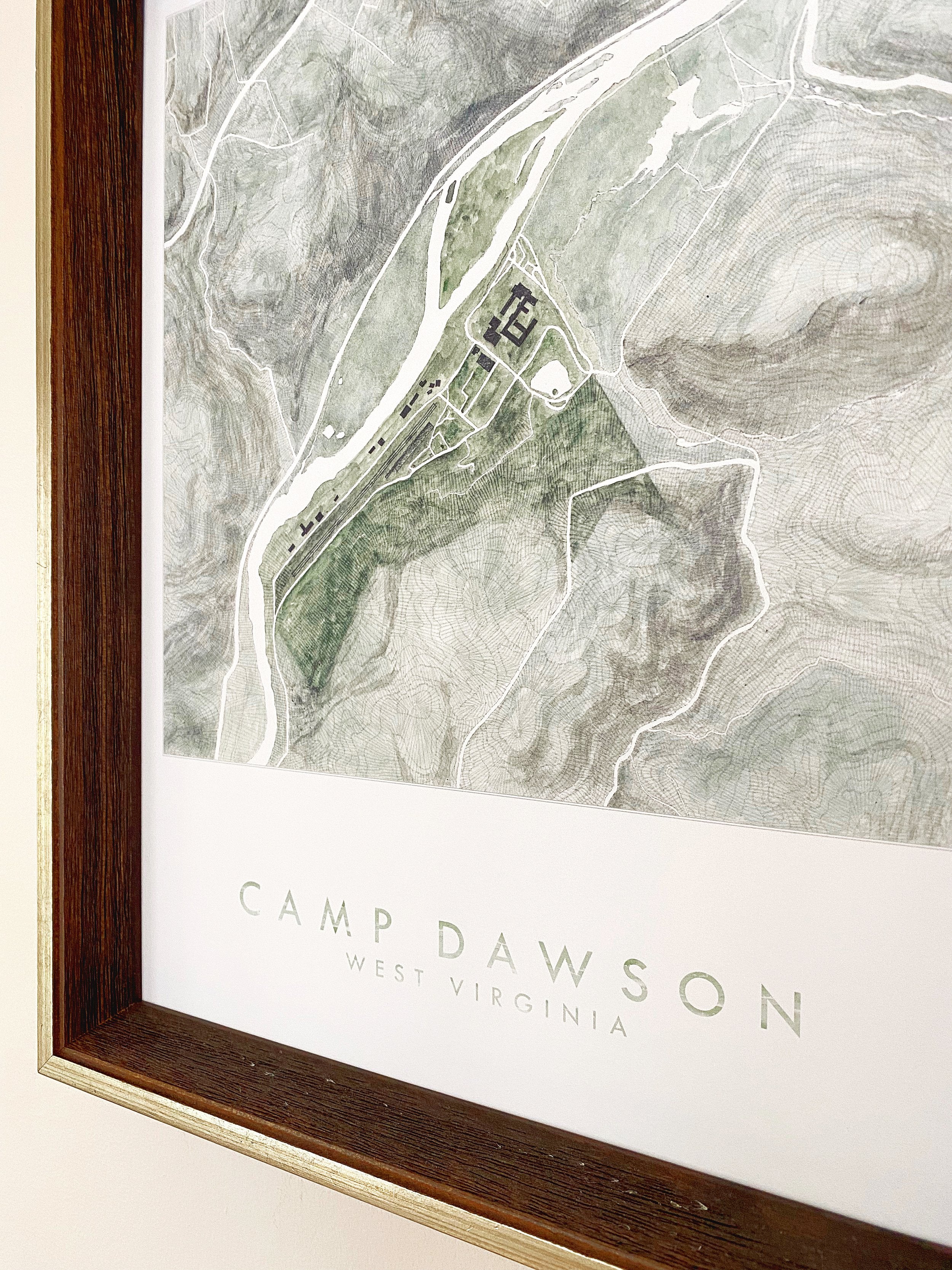 Camp Dawson WEST VIRGINIA Topographical Watercolor Map: PRINT