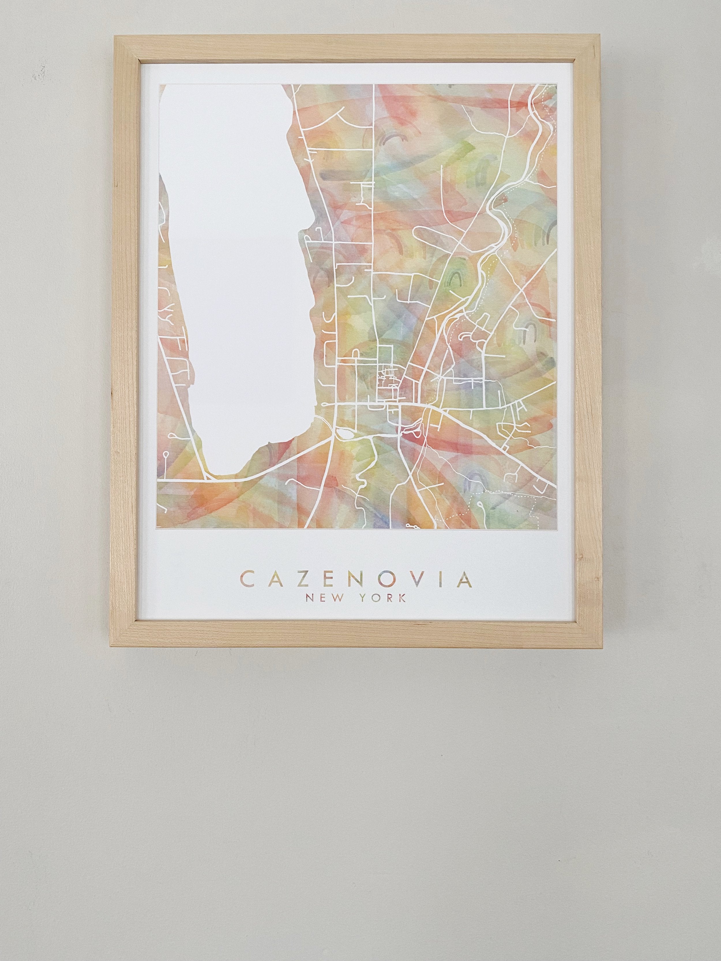 CAZENOVIA NY Pride Rainbow Watercolor Map: PRINT