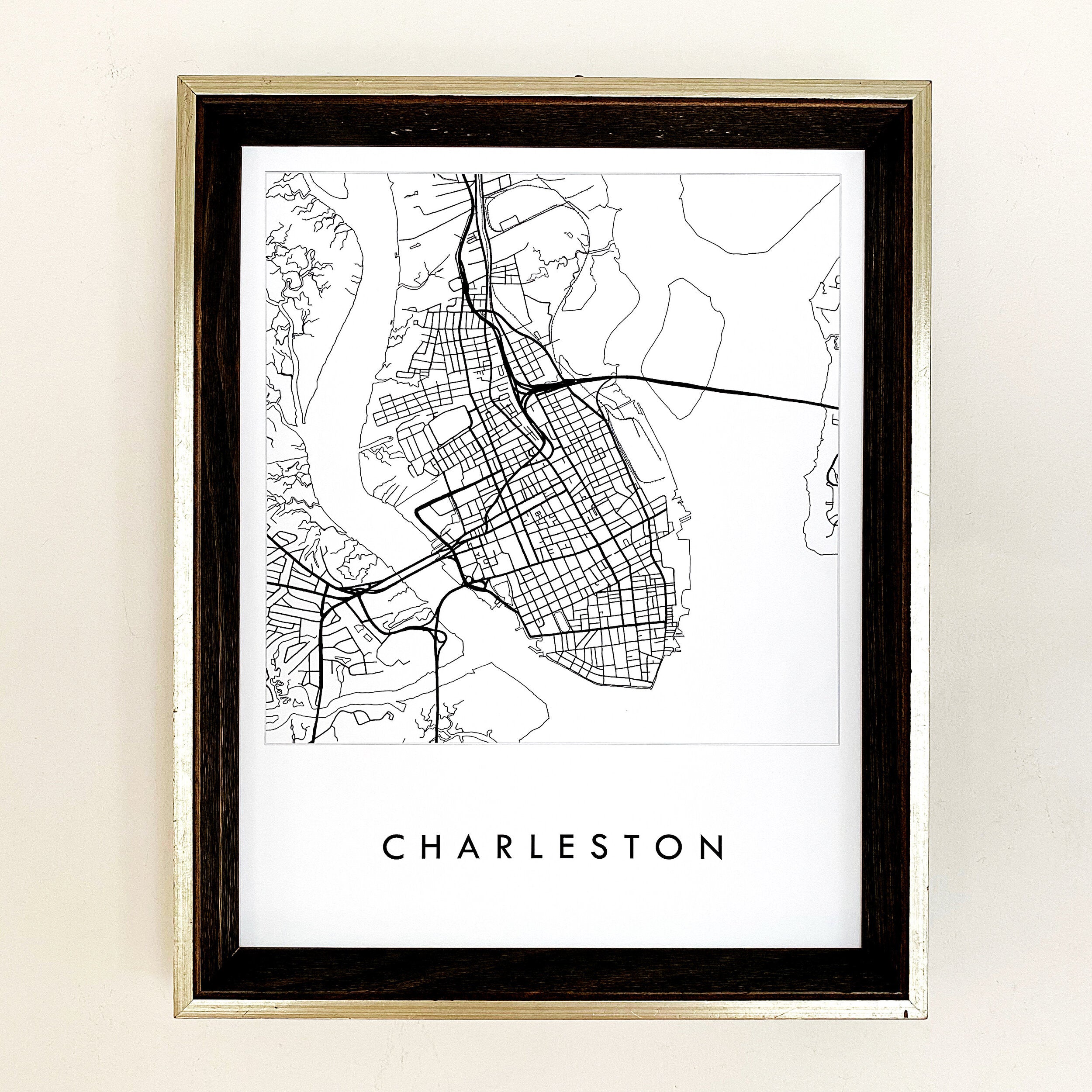 CHARLESTON Map City Lines Map: PRINT