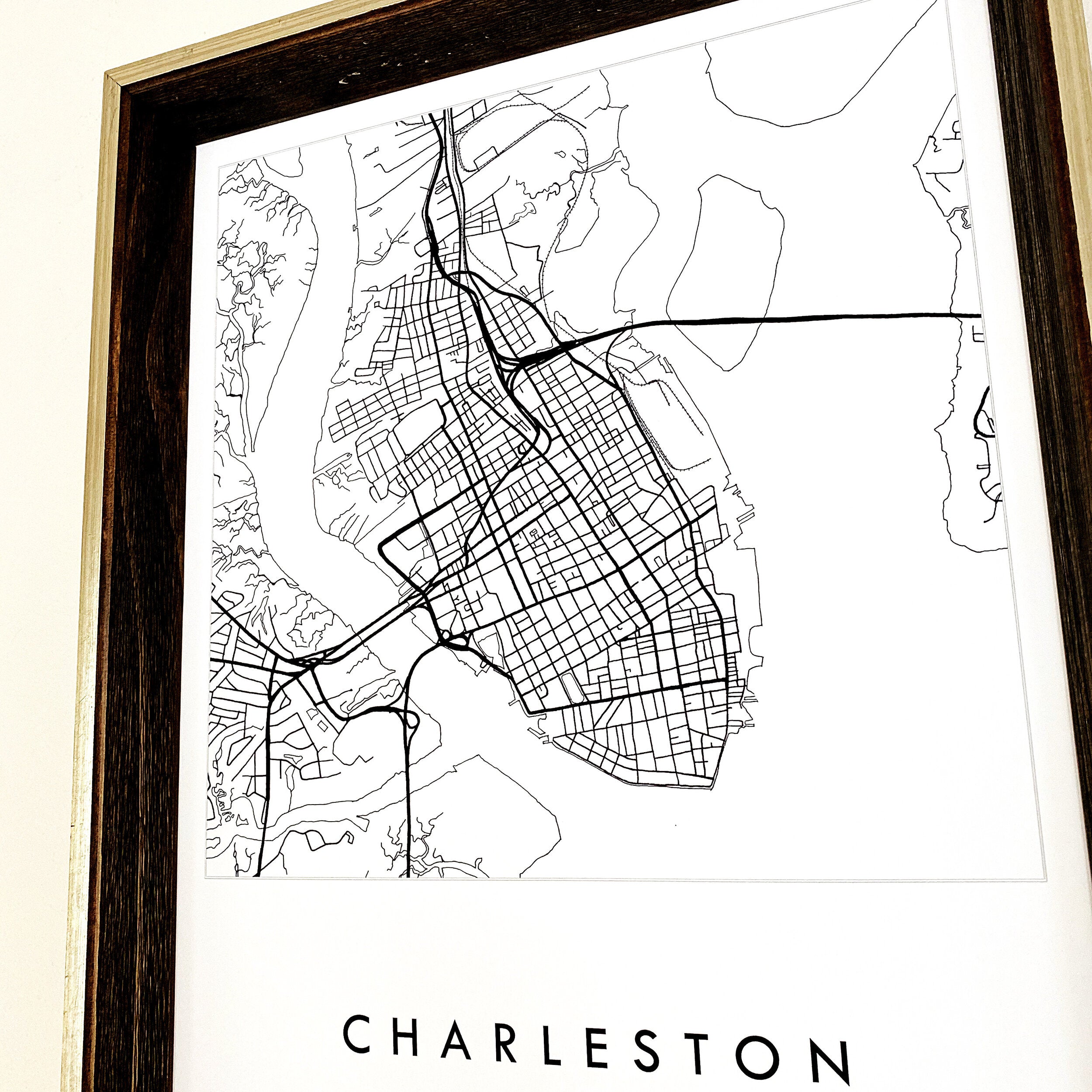 CHARLESTON Map City Lines Map: PRINT