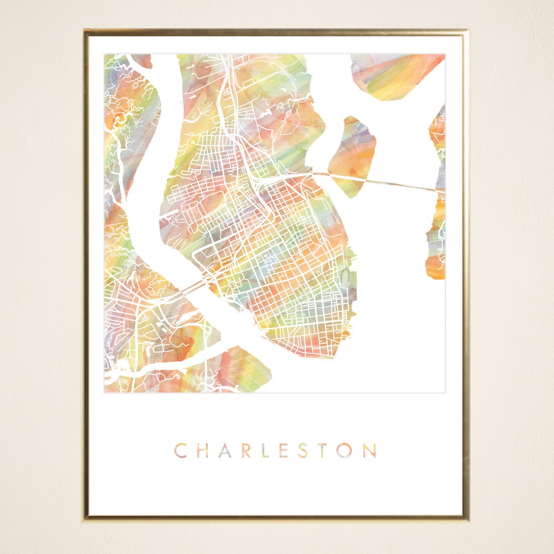 CHARLESTON Pride Rainbow Watercolor Map: PRINT