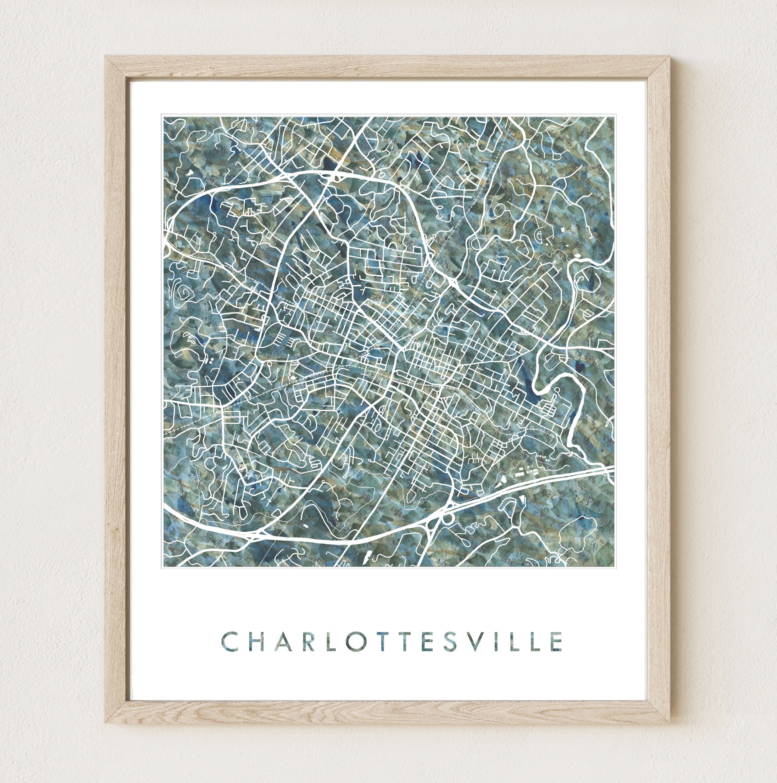 CHARLOTTESVILLE Urban Fabrics City Map: PRINT