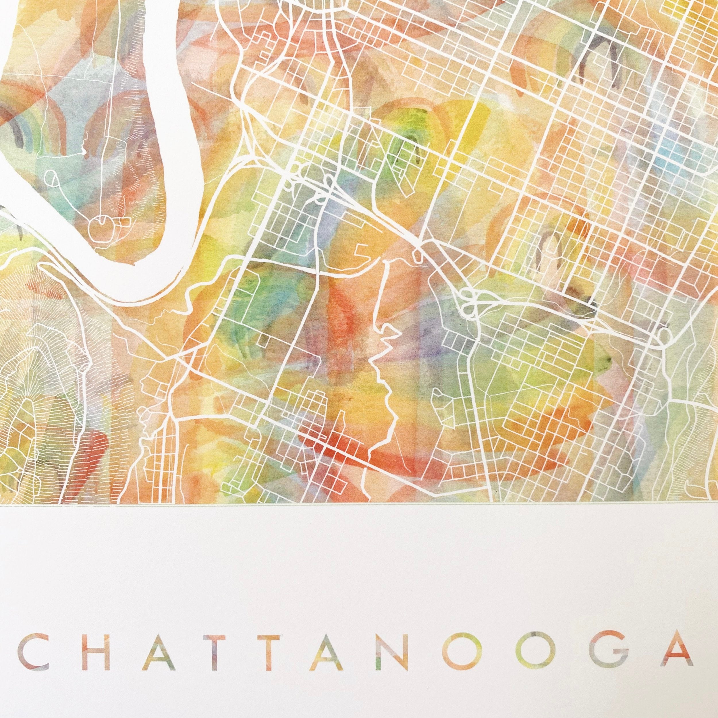 CHATTANOOGA Pride Rainbow Watercolor Map: PRINT
