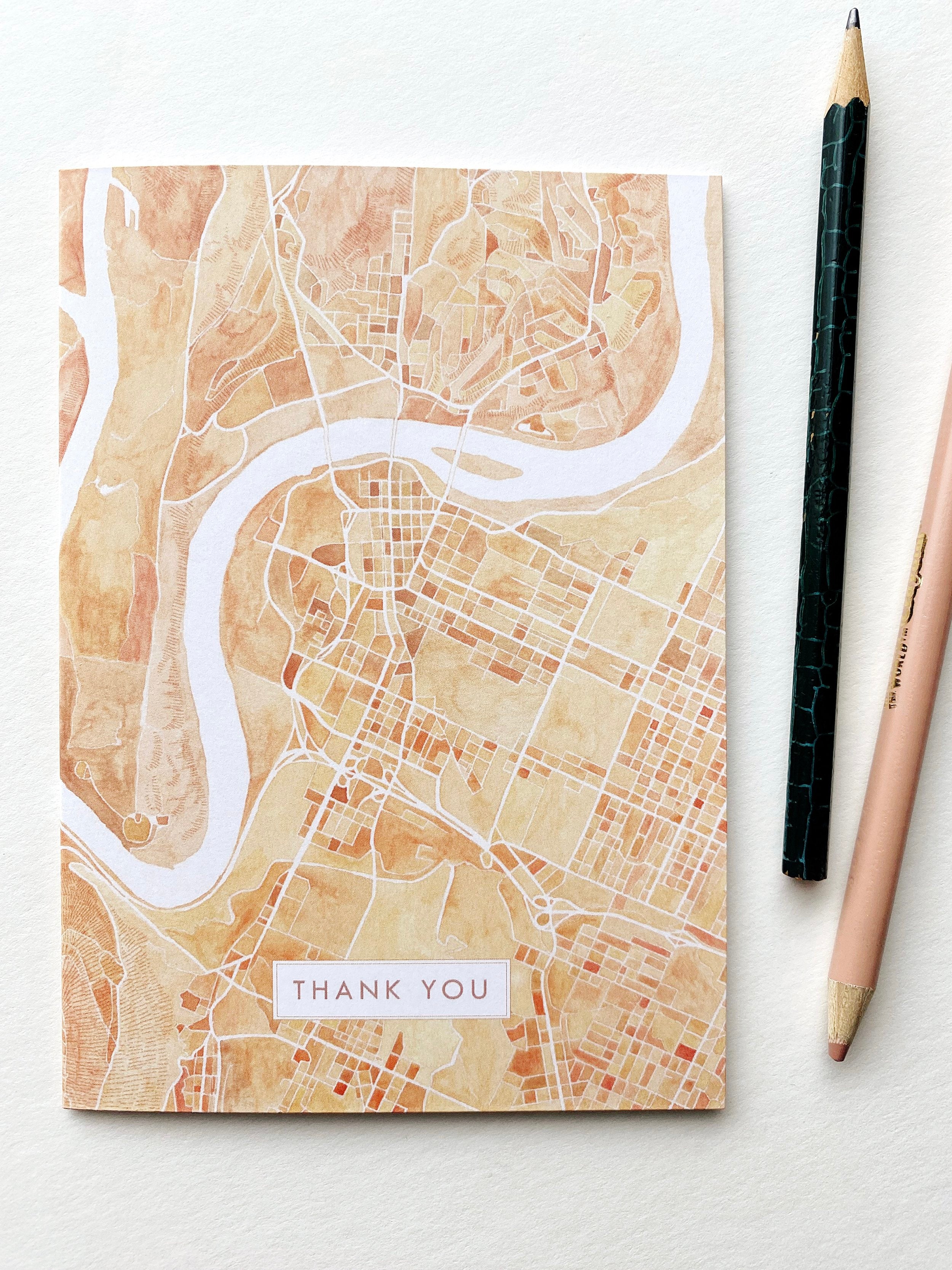 CHATTANOOGA Tennessee Watercolor Map - thank you card