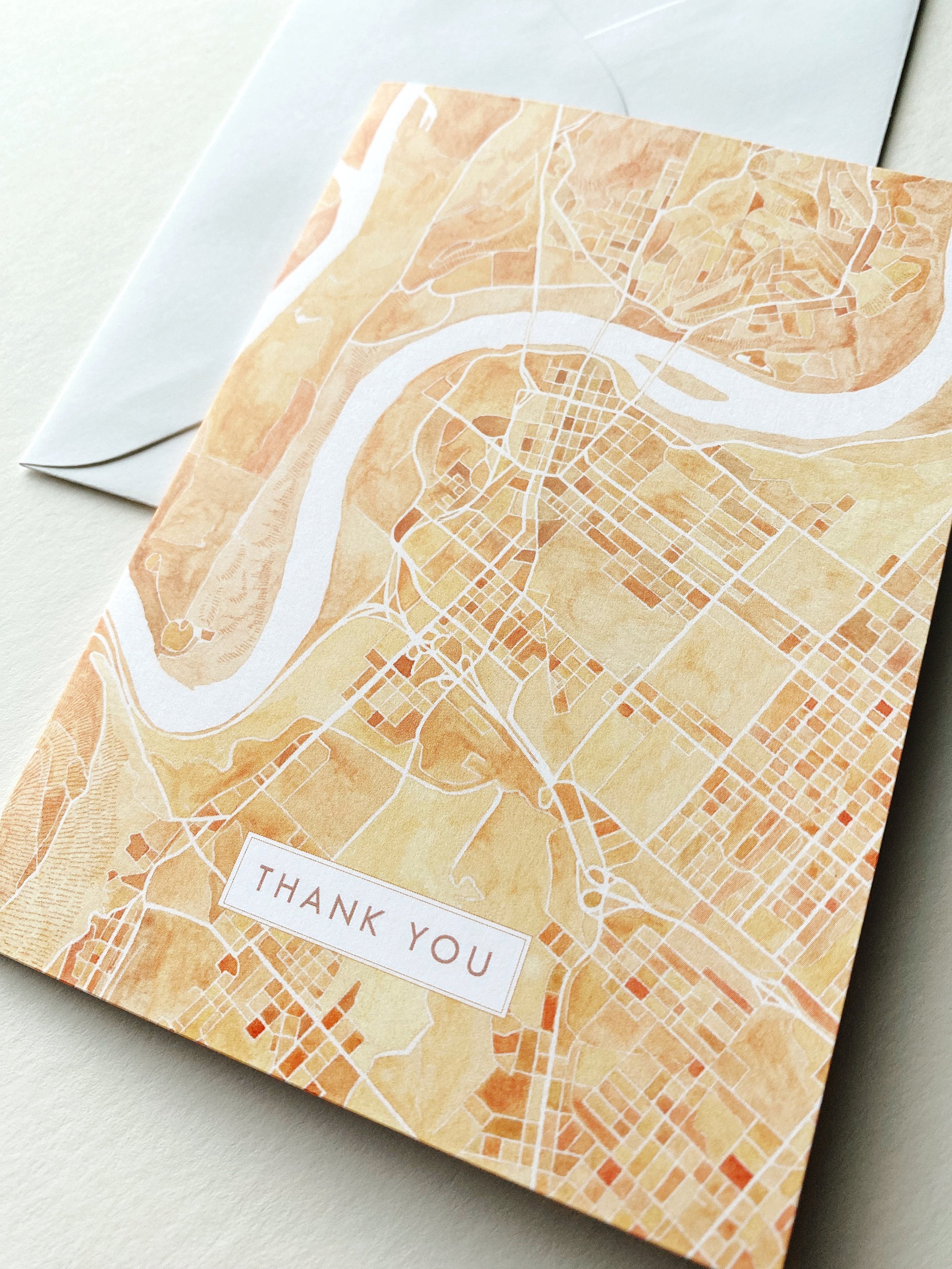 CHATTANOOGA Tennessee Watercolor Map - thank you card