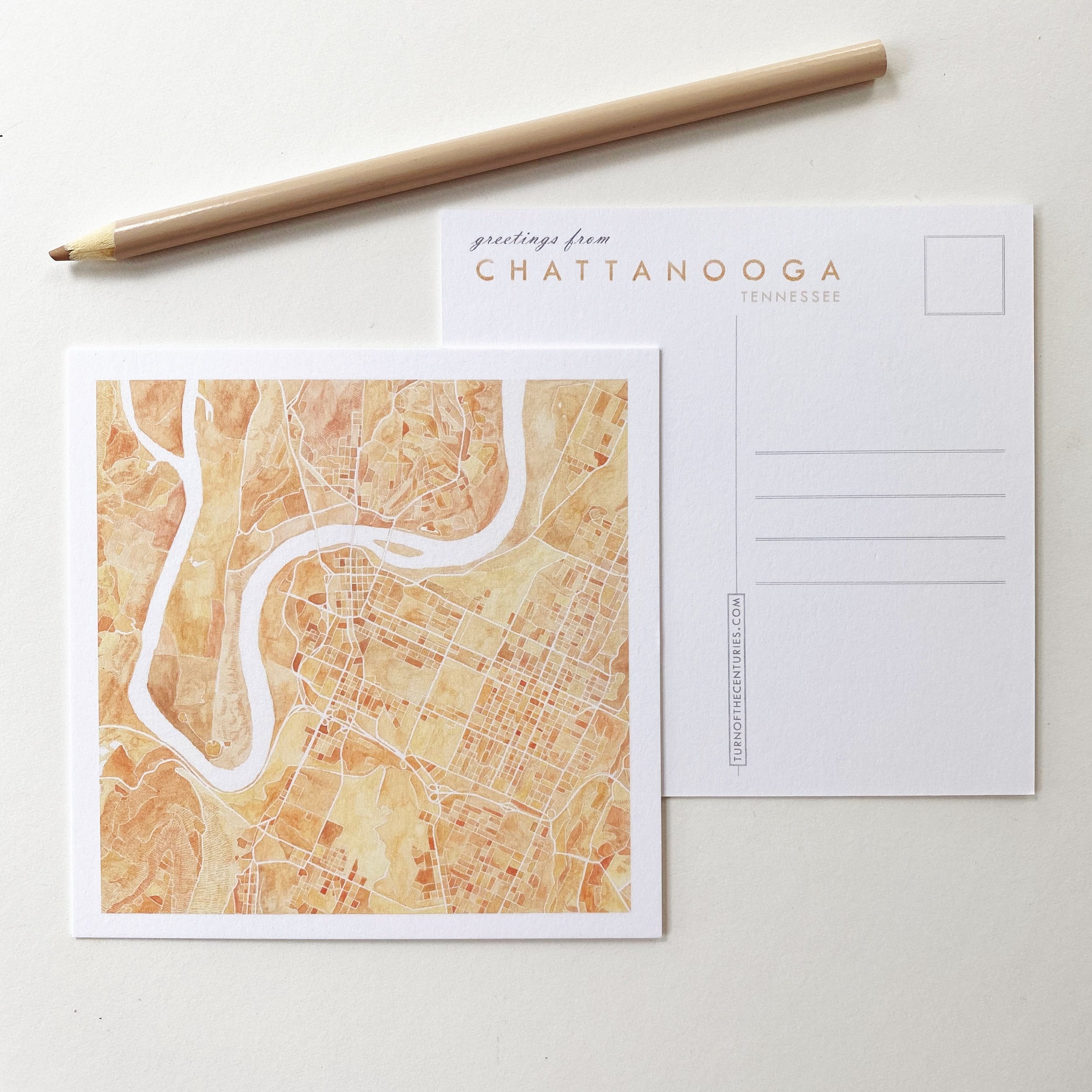 CHATTANOOGA Tennessee Map Postcard