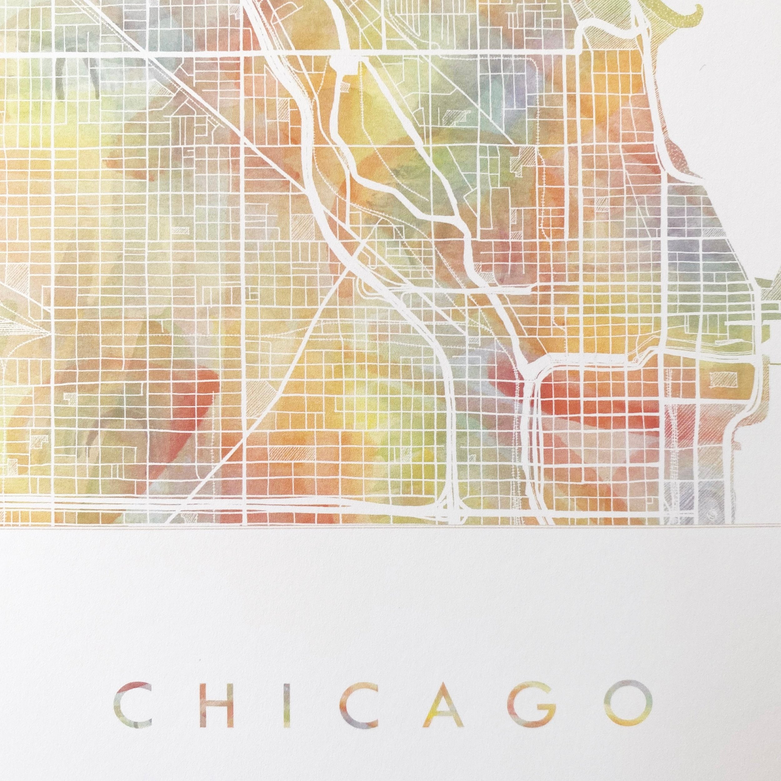 CHICAGO Pride Rainbow Watercolor Map: PRINT