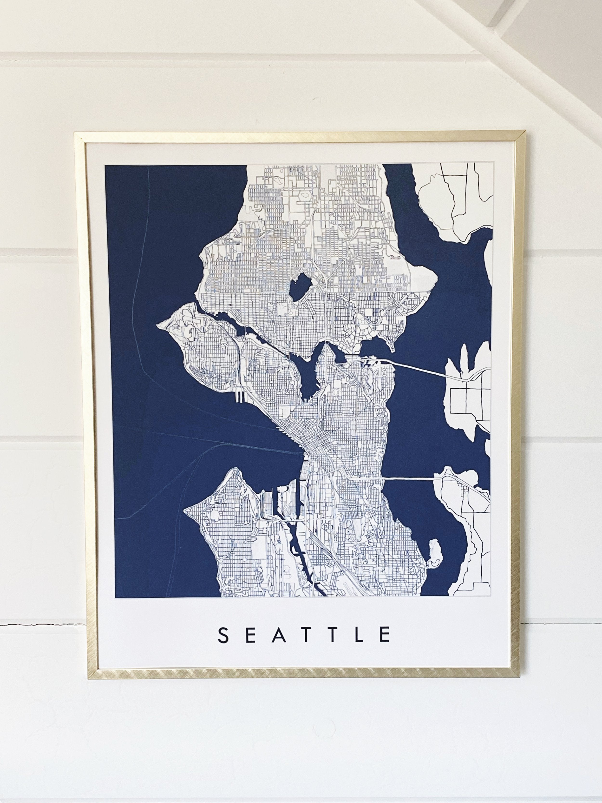 City of SEATTLE Hand Drawn "Blueprint" Map: PRINT