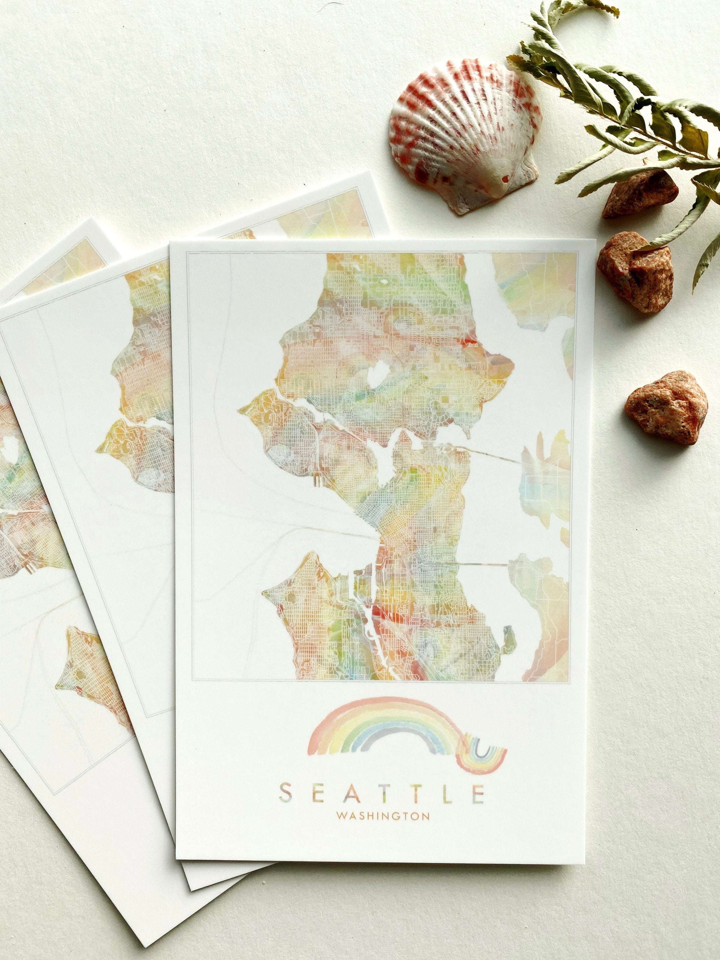 SEATTLE Washington Rainbow PRIDE Map Postcard