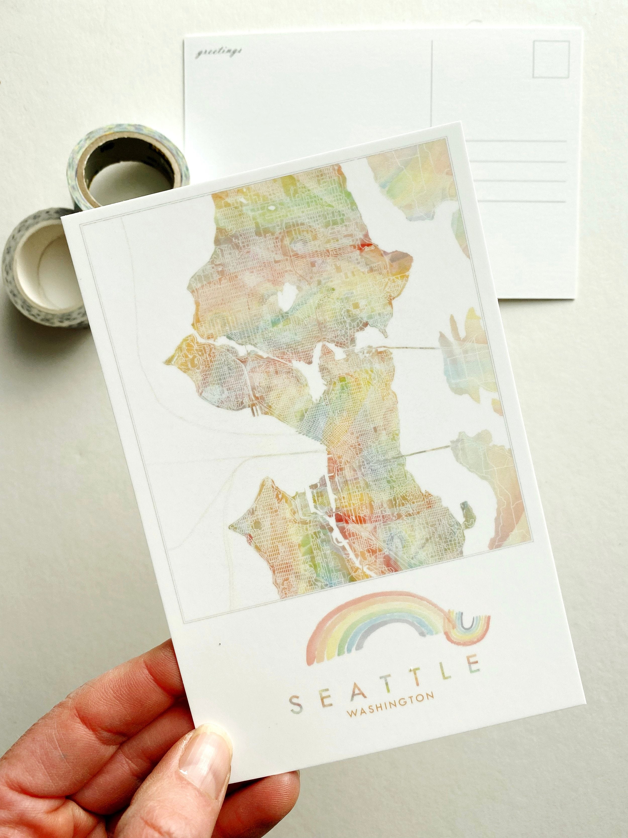 SEATTLE Washington Rainbow PRIDE Map Postcard