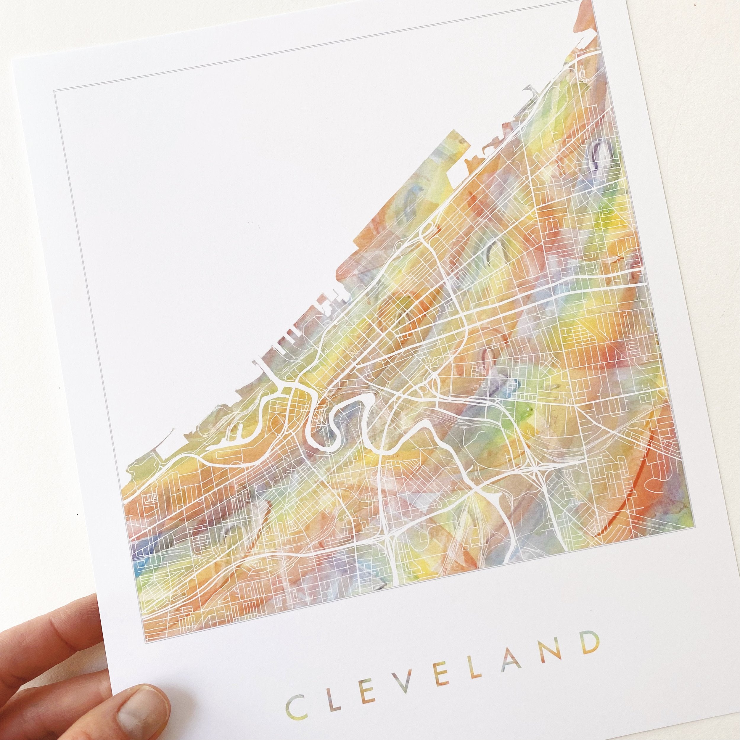 CLEVELAND Pride Rainbow Watercolor Map: PRINT