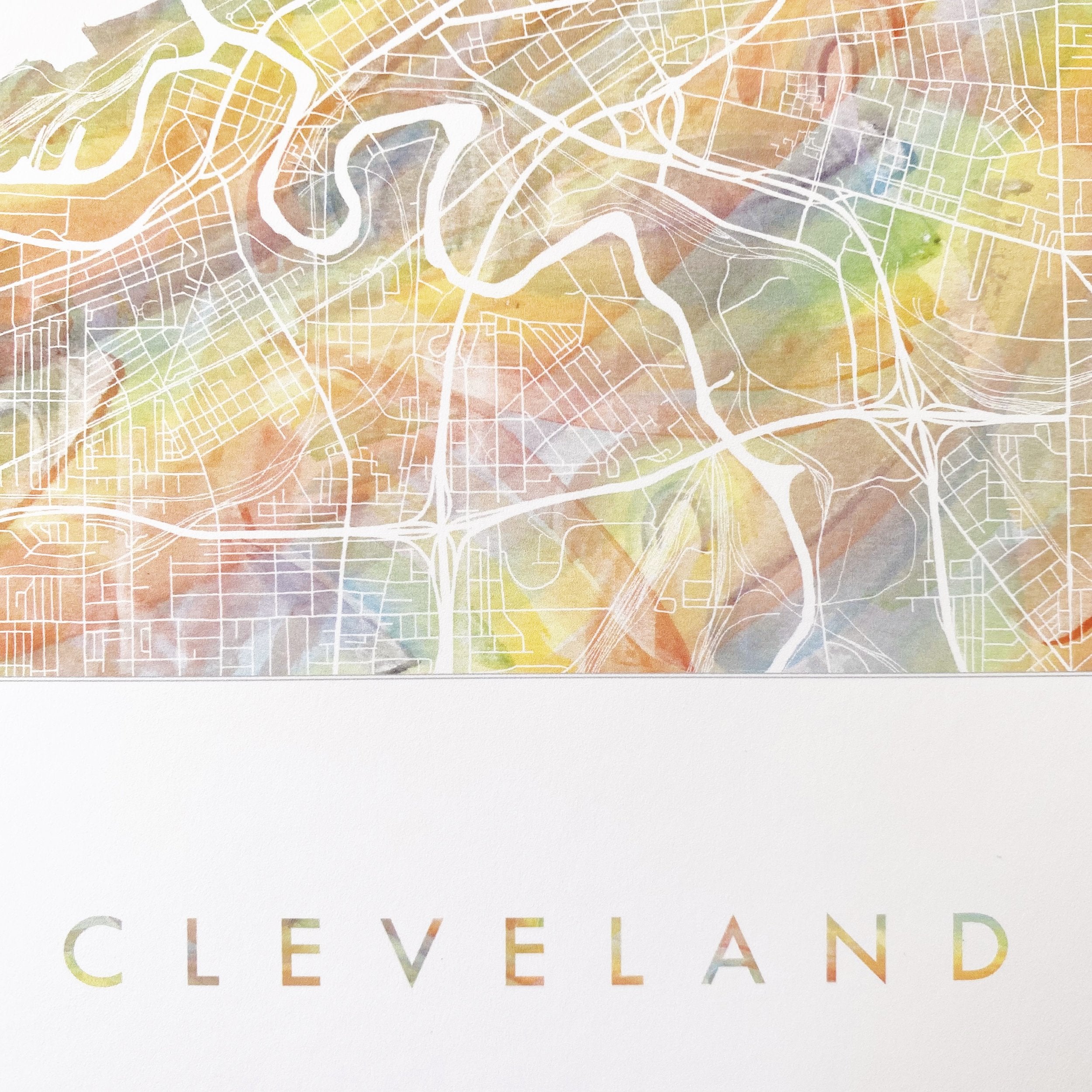 CLEVELAND Pride Rainbow Watercolor Map: PRINT