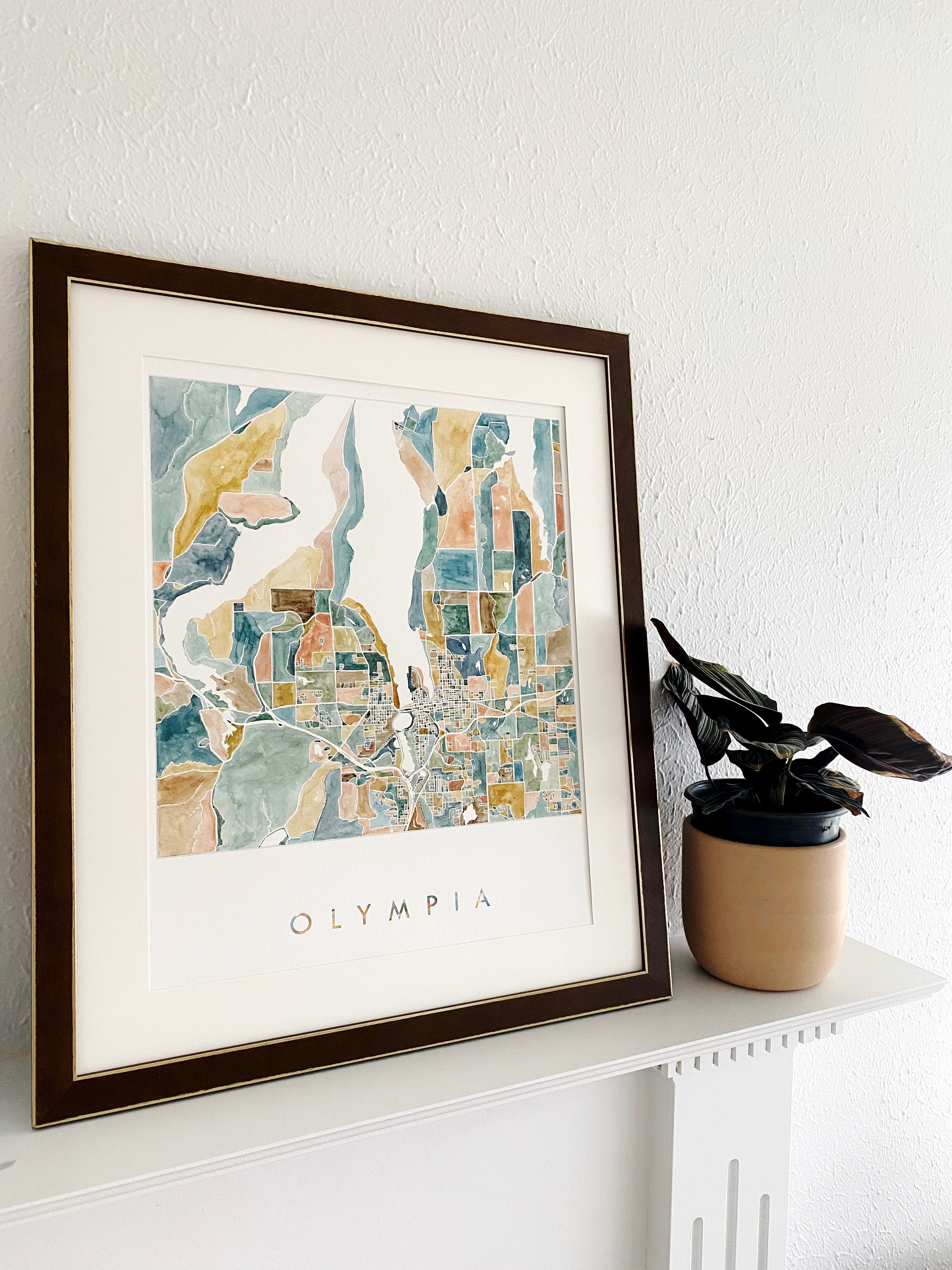 OLYMPIA ColorFULL Watercolor City Blocks Map: ORIGINAL PAINTING